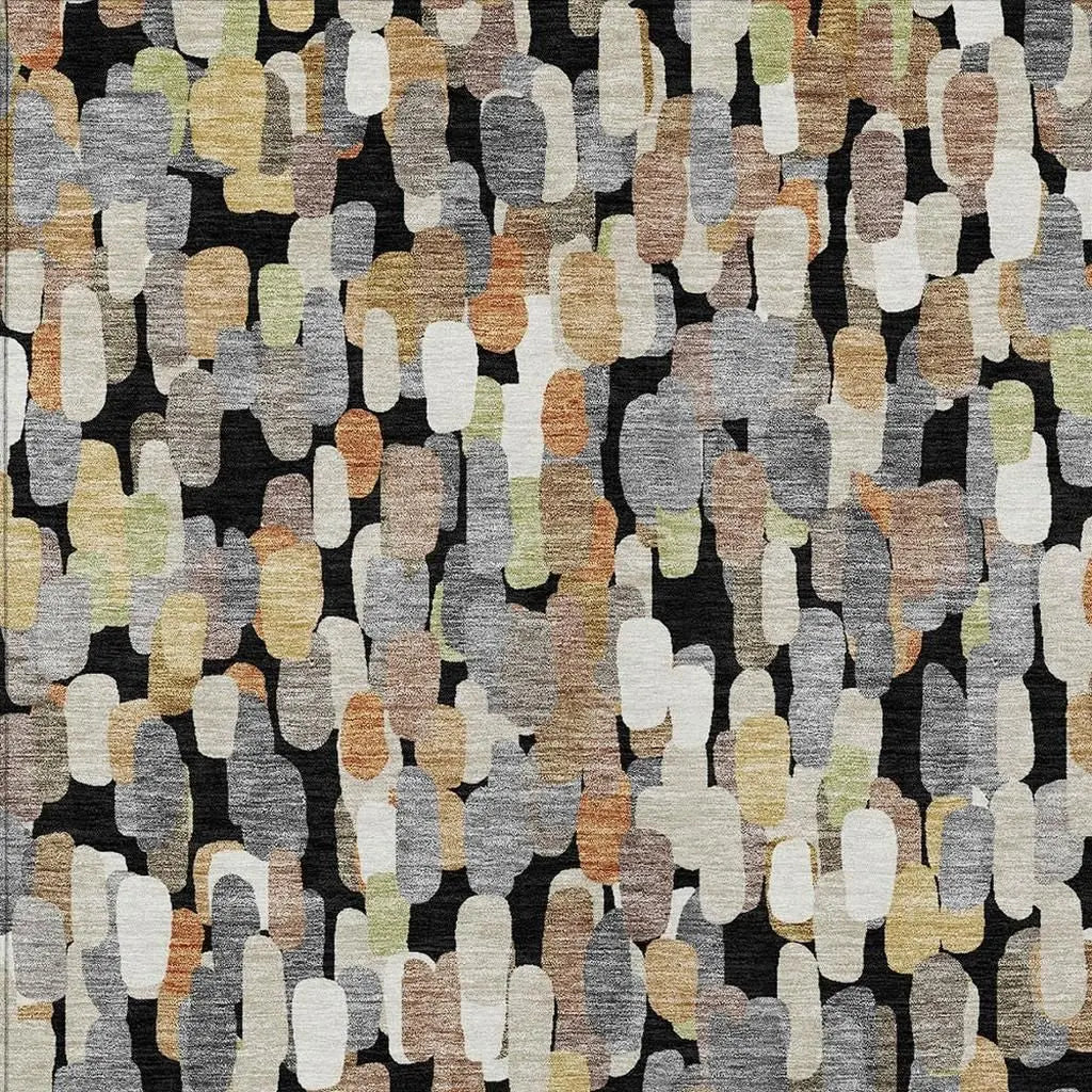 5' X 8' Black And Beige Abstract Washable Indoor Outdoor Area Rug Homeroots Outdoor