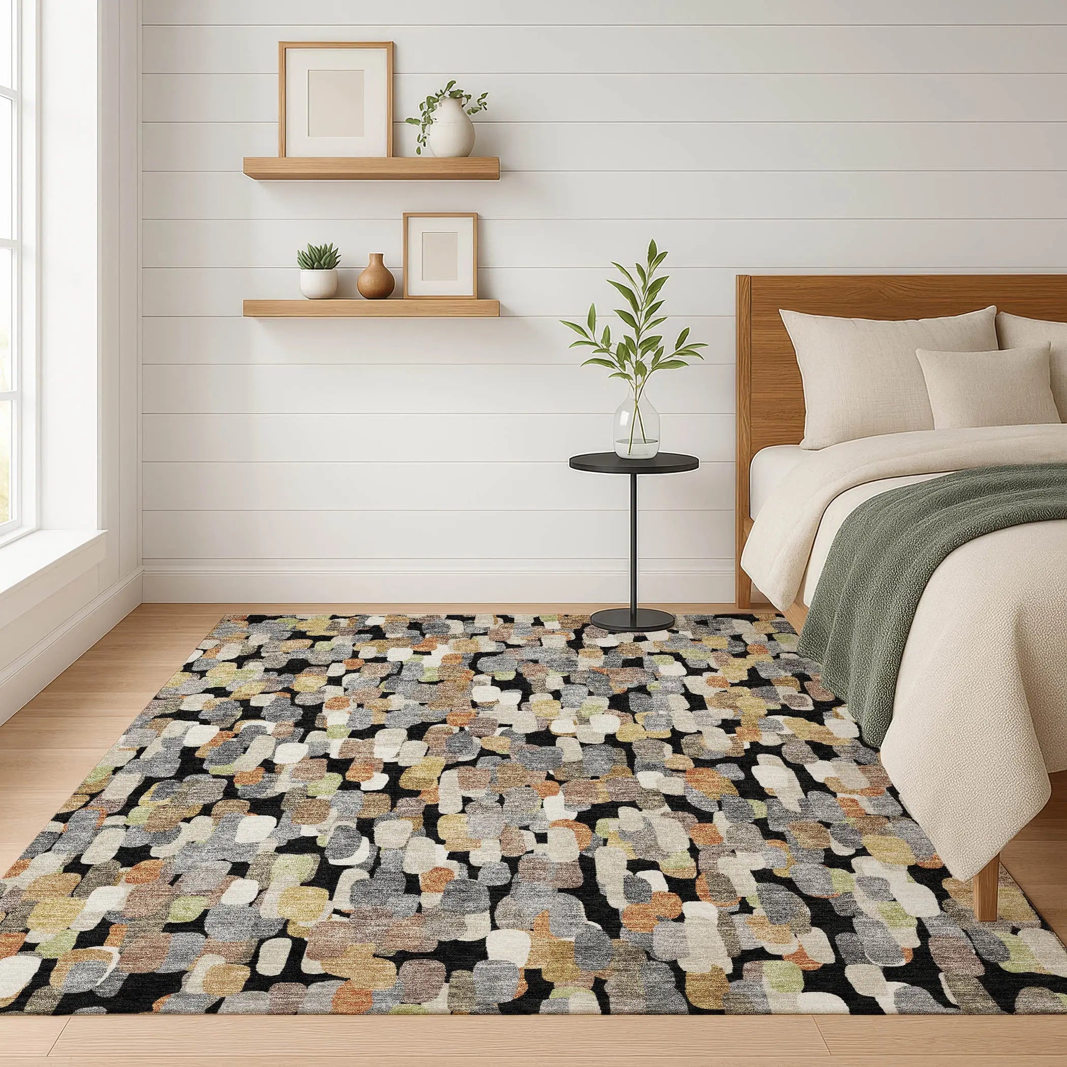5' X 8' Black And Beige Abstract Washable Indoor Outdoor Area Rug Homeroots Outdoor