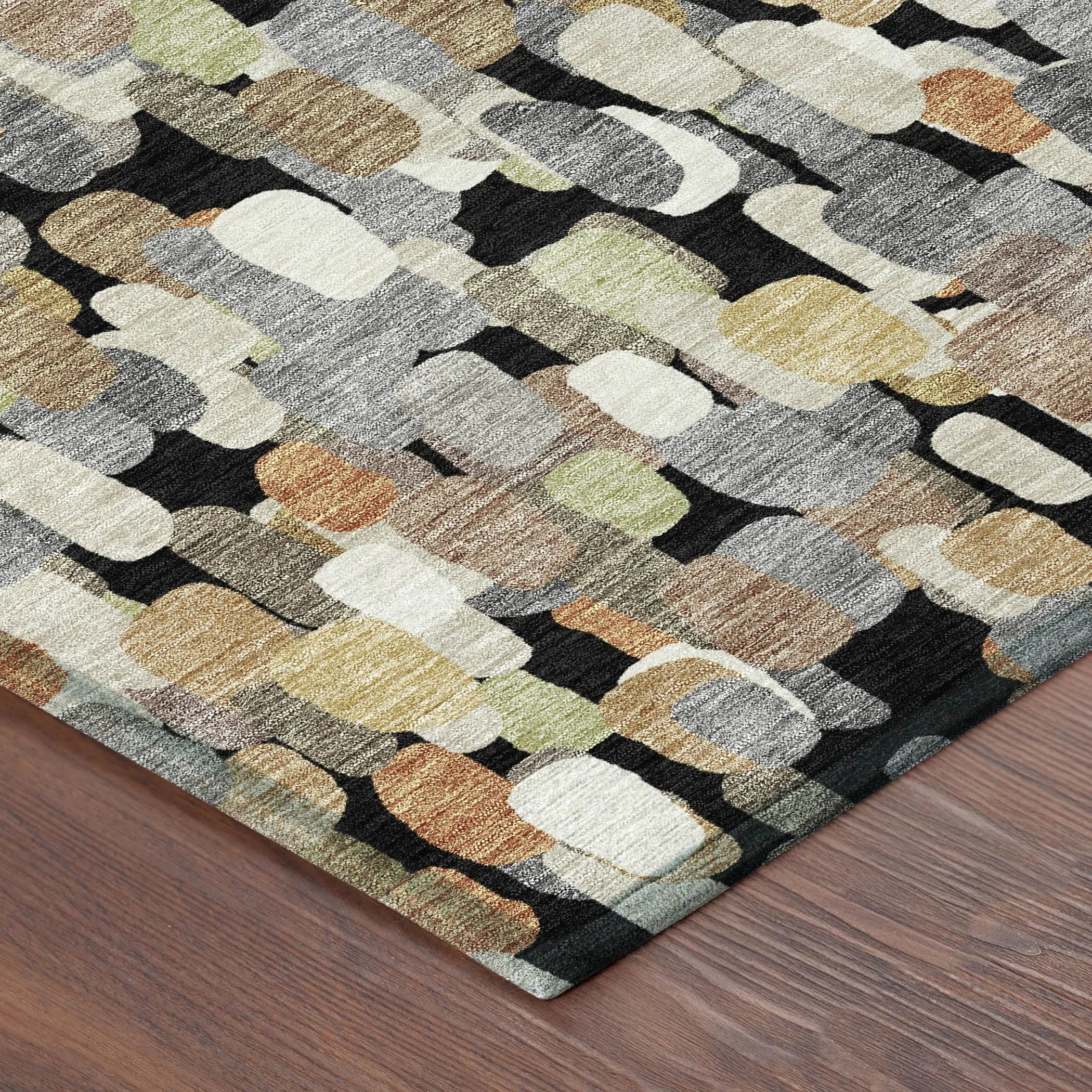 5' X 8' Black And Beige Abstract Washable Indoor Outdoor Area Rug Homeroots Outdoor