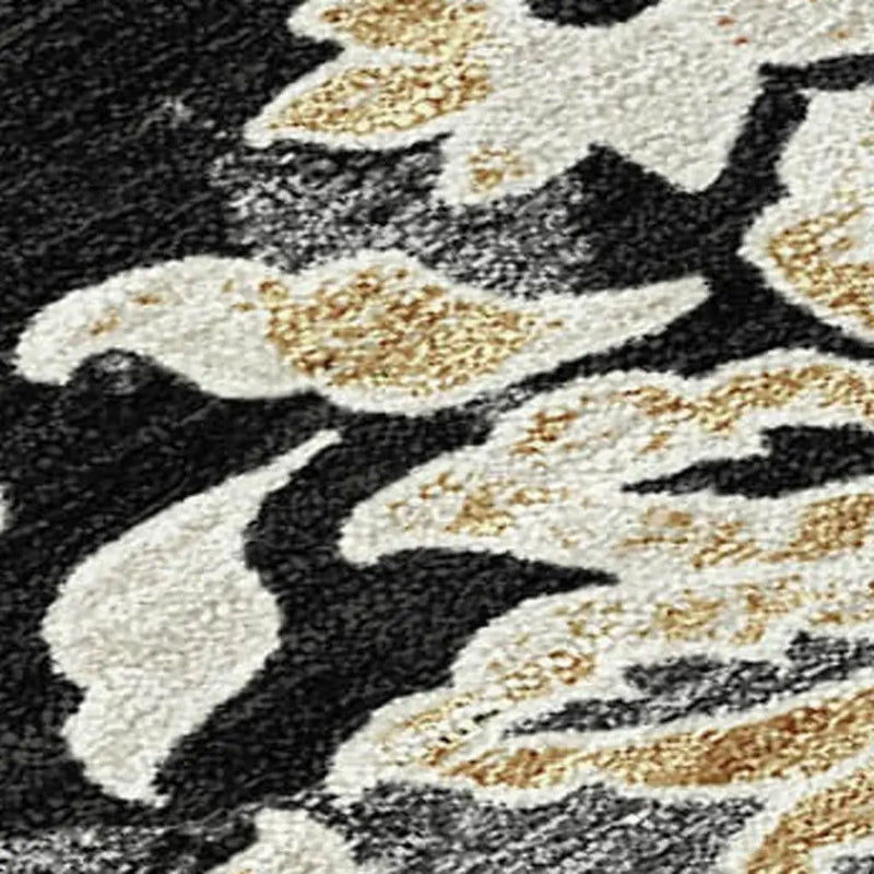 5' X 8' Black And Beige Geometric Washable Indoor Outdoor Area Rug Homeroots Outdoor