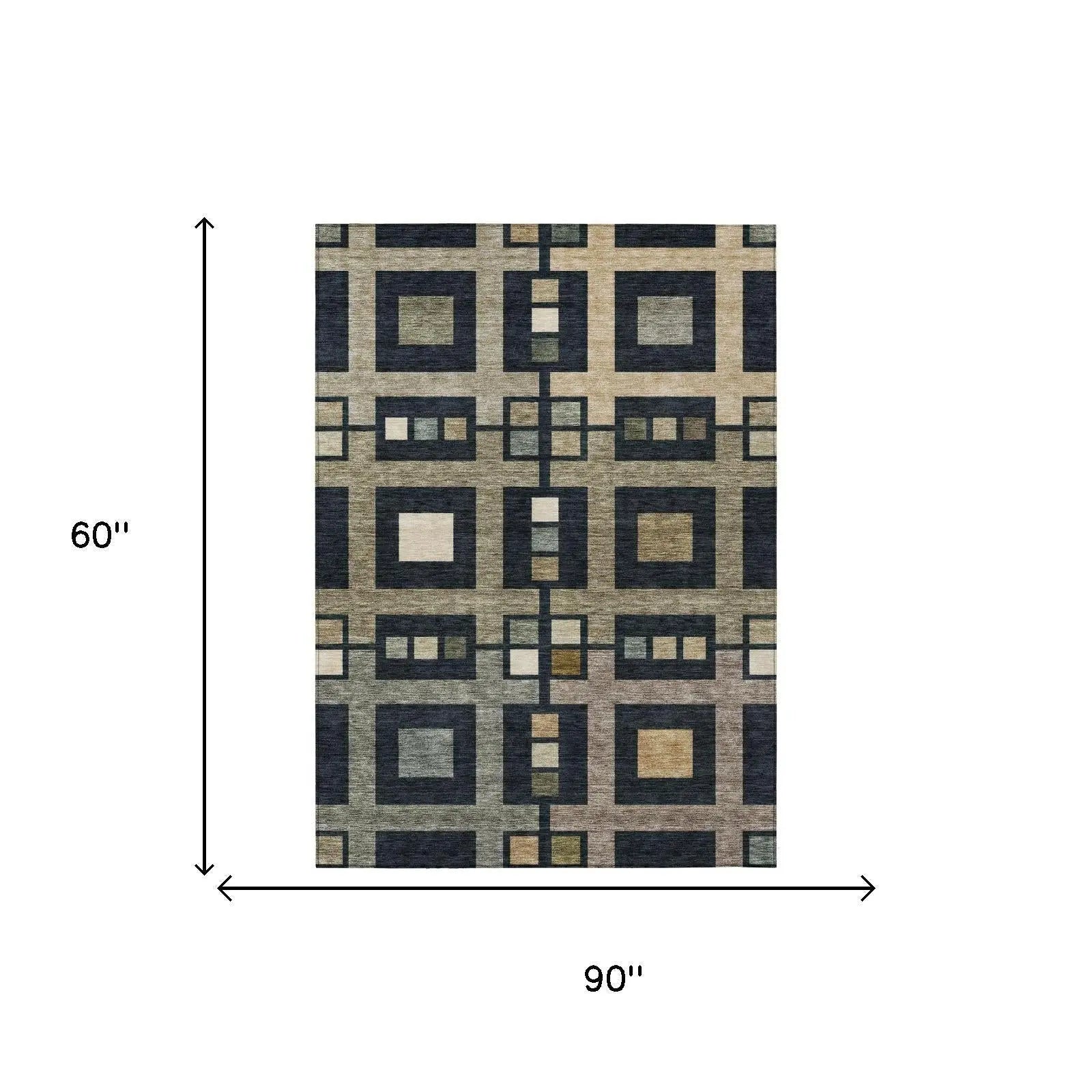 5' X 8' Black And Beige Geometric Washable Indoor Outdoor Area Rug Homeroots Outdoor
