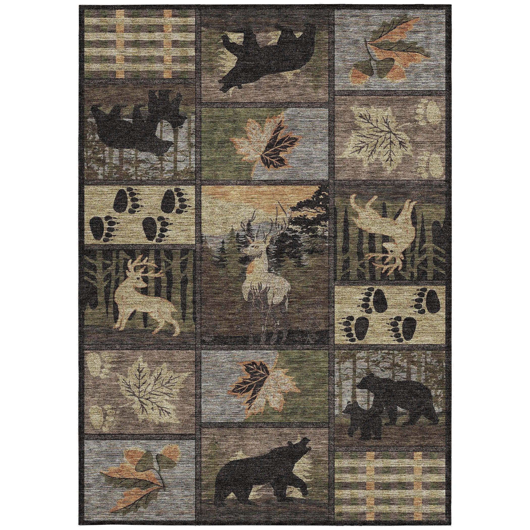 5' X 8' Black And Brown Bear Washable Indoor Outdoor Area Rug Homeroots Outdoor