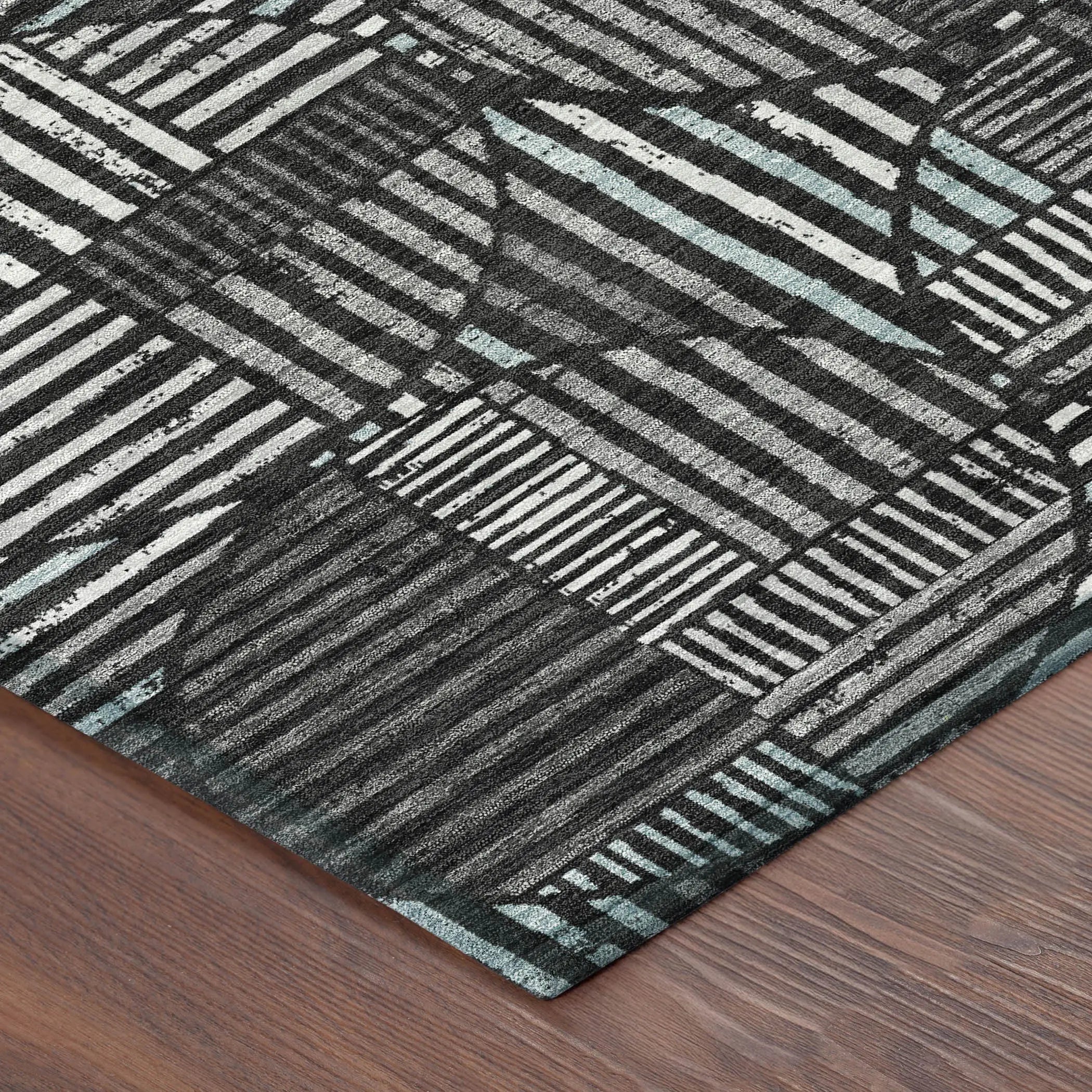 5' X 8' Black And Brown Geometric Washable Indoor Outdoor Area Rug Homeroots Outdoor