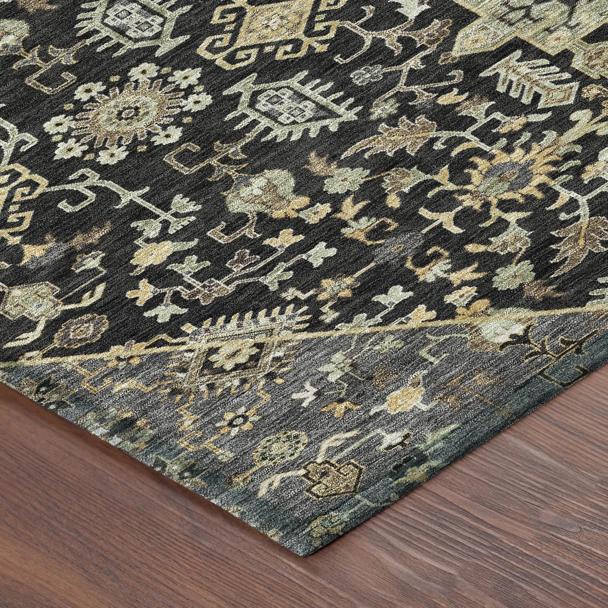 5' X 8' Black And Brown Medallion Washable Indoor Outdoor Area Rug Homeroots Outdoor