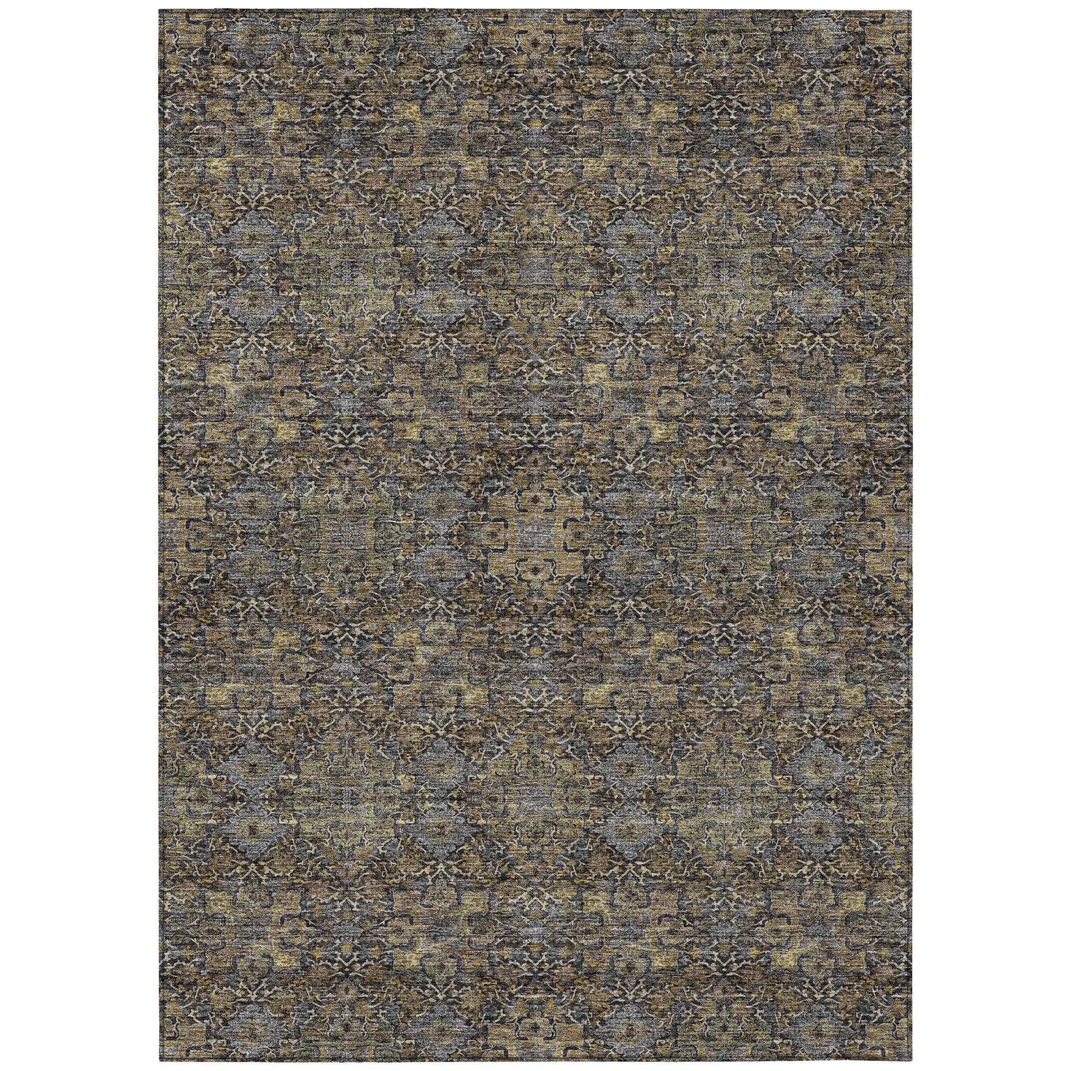 5' X 8' Black And Brown Oriental Washable Indoor Outdoor Area Rug Homeroots Outdoor