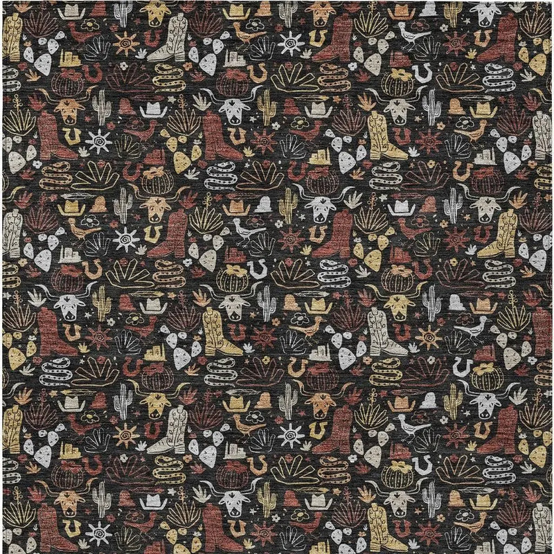 5' X 8' Black And Brown Stars Washable Indoor Outdoor Area Rug Homeroots Outdoor