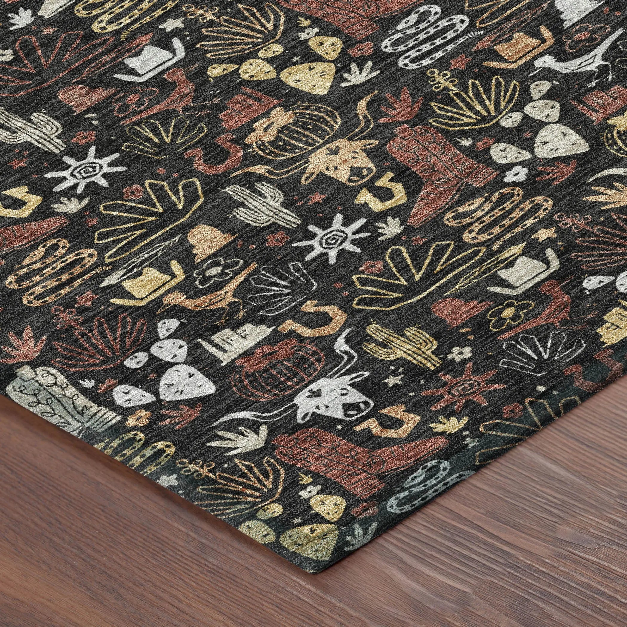 5' X 8' Black And Brown Stars Washable Indoor Outdoor Area Rug Homeroots Outdoor