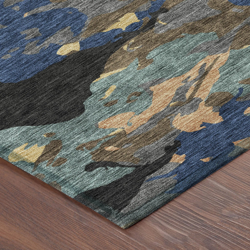 5' X 8' Black And Charcoal Abstract Washable Indoor Outdoor Area Rug Homeroots Outdoor