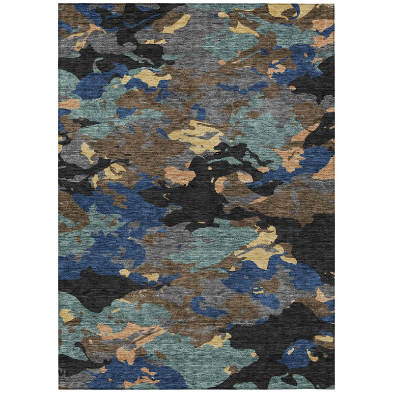 5' X 8' Black And Charcoal Abstract Washable Indoor Outdoor Area Rug Homeroots Outdoor