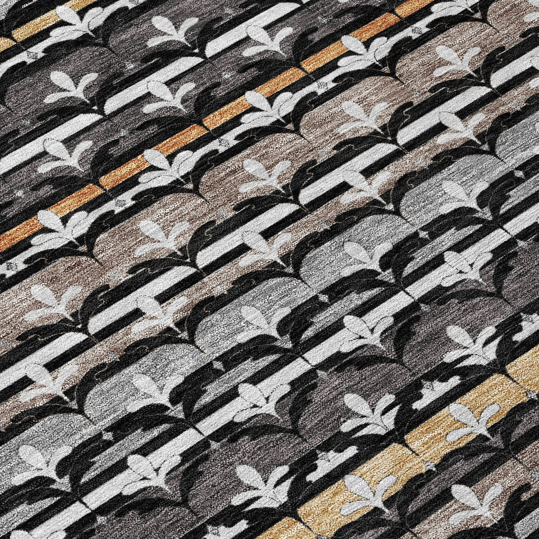 5' X 8' Black And Charcoal Damask Washable Indoor Outdoor Area Rug Homeroots Outdoor