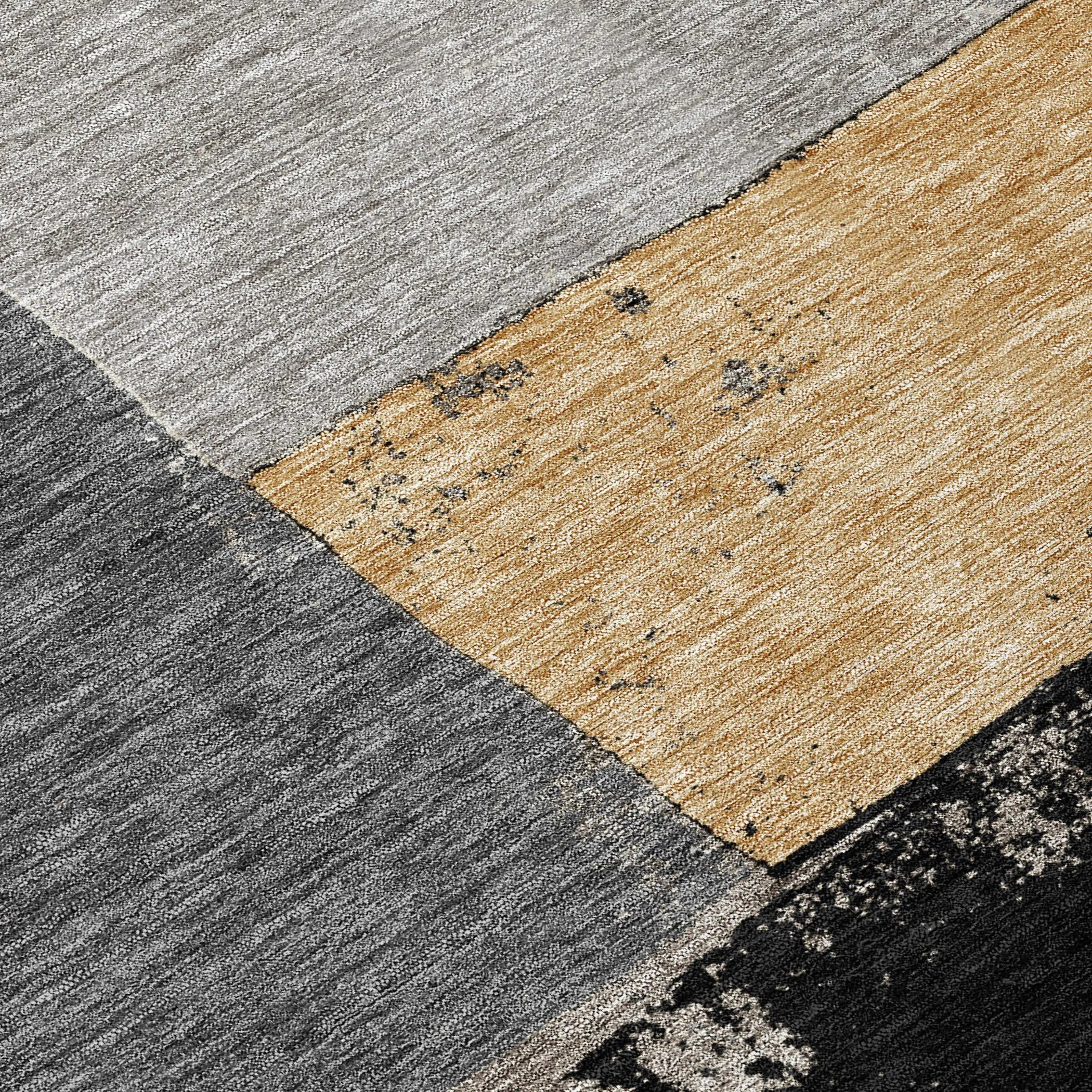5' X 8' Black And Charcoal Geometric Washable Indoor Outdoor Area Rug Homeroots Outdoor
