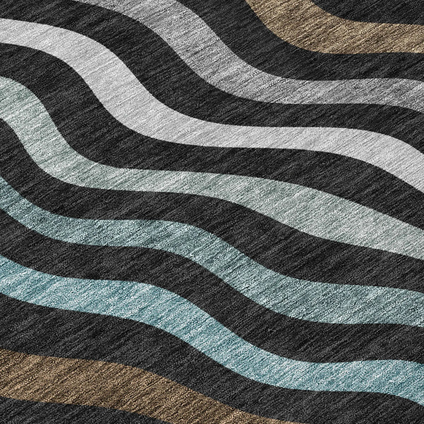 5' X 8' Black And Chocolate Abstract Washable Indoor Outdoor Area Rug Homeroots Outdoor