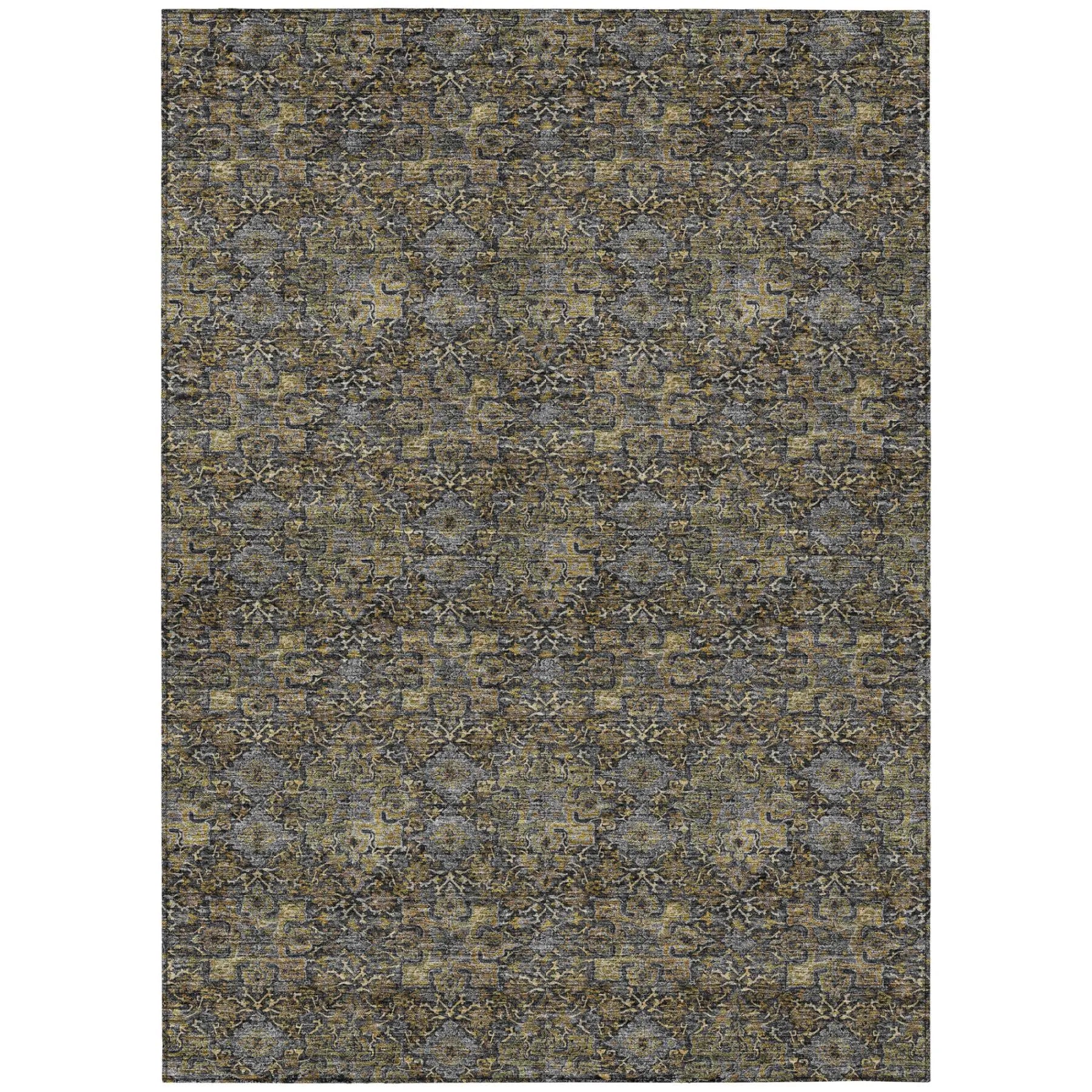 5' X 8' Black And Coffee Damask Washable Indoor Outdoor Area Rug Homeroots Outdoor