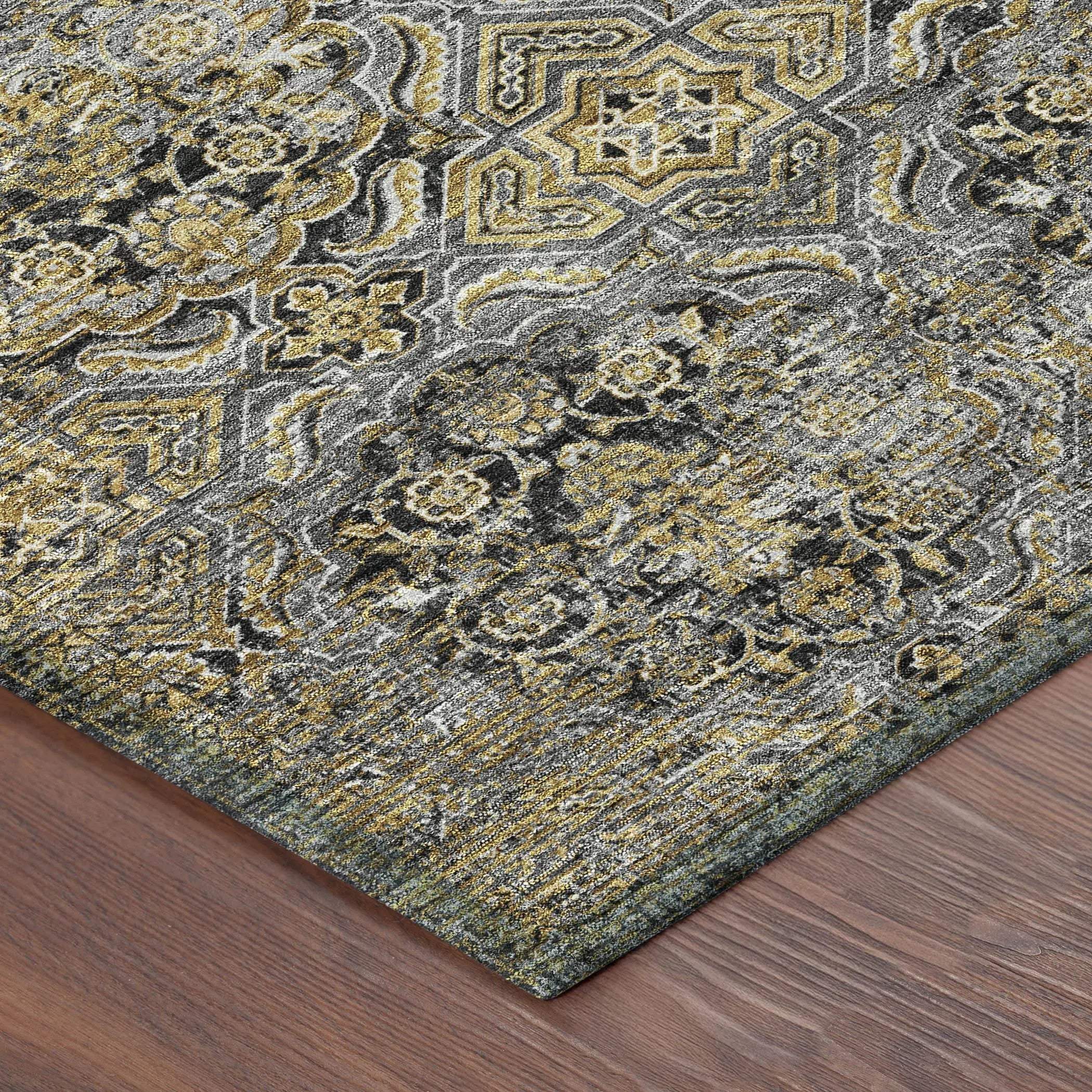 5' X 8' Black And Coffee Floral Washable Indoor Outdoor Area Rug Homeroots Outdoor