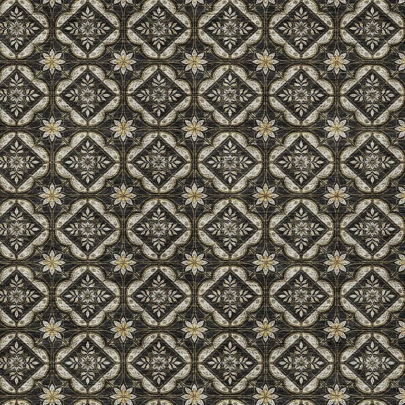 5' X 8' Black And Coffee Geometric Washable Indoor Outdoor Area Rug Homeroots Outdoor