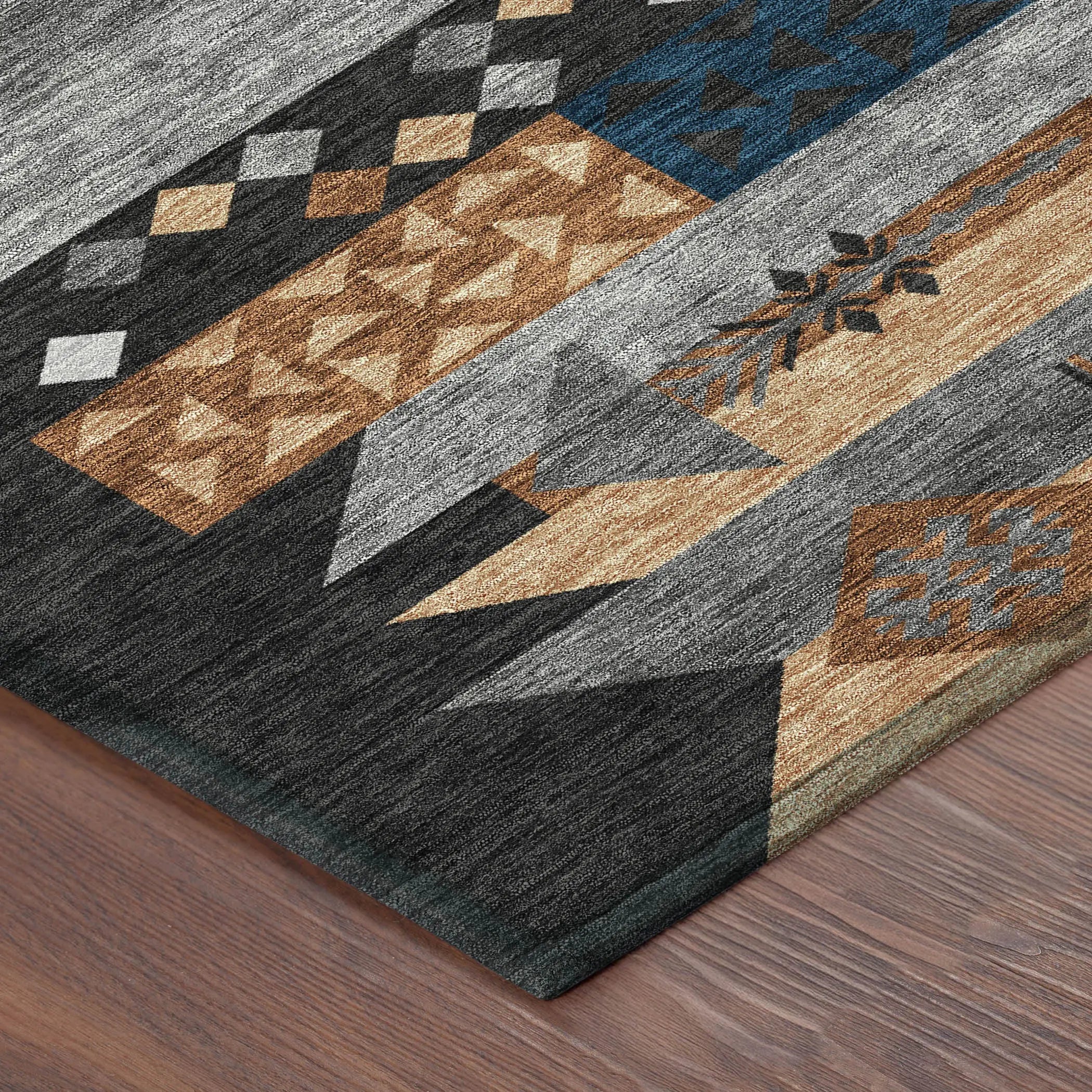 5' X 8' Black And Copper Geometric Washable Indoor Outdoor Area Rug Homeroots Outdoor