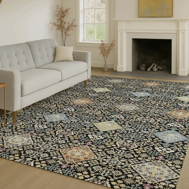 5' X 8' Black And Copper Oriental Washable Indoor Outdoor Area Rug Homeroots Outdoor