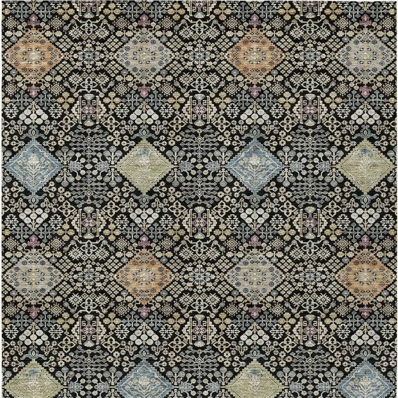 5' X 8' Black And Copper Oriental Washable Indoor Outdoor Area Rug Homeroots Outdoor