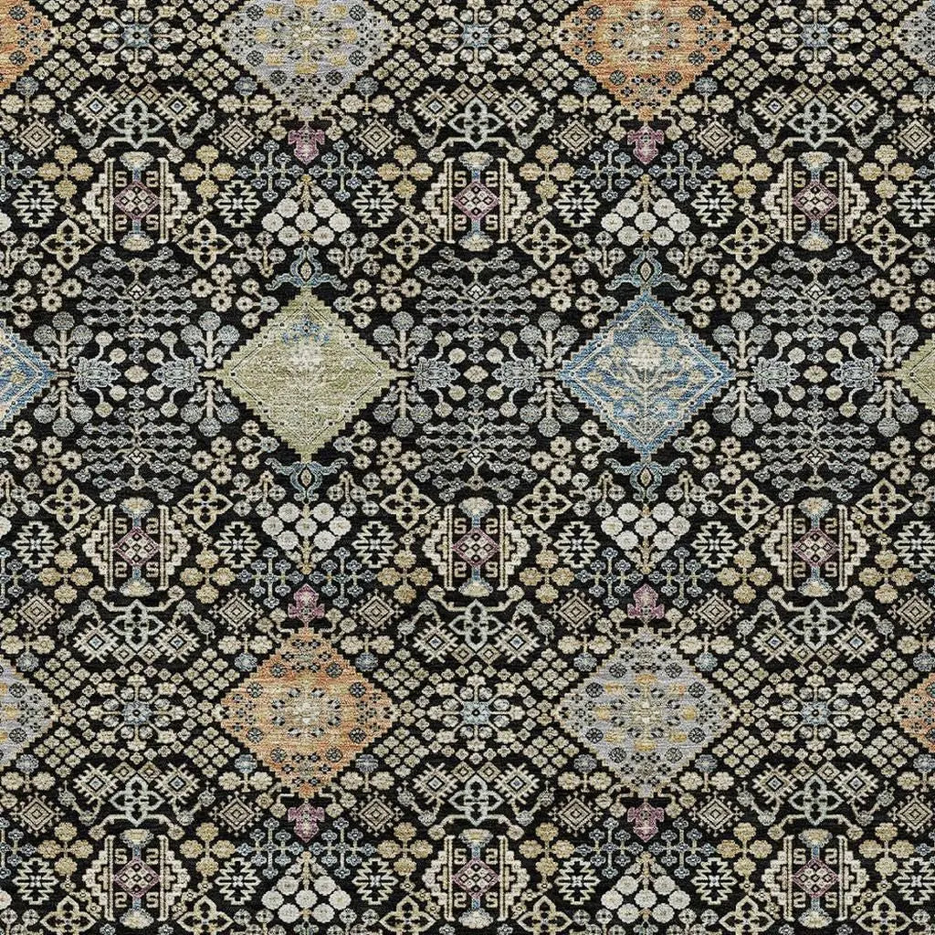 5' X 8' Black And Copper Oriental Washable Indoor Outdoor Area Rug Homeroots Outdoor