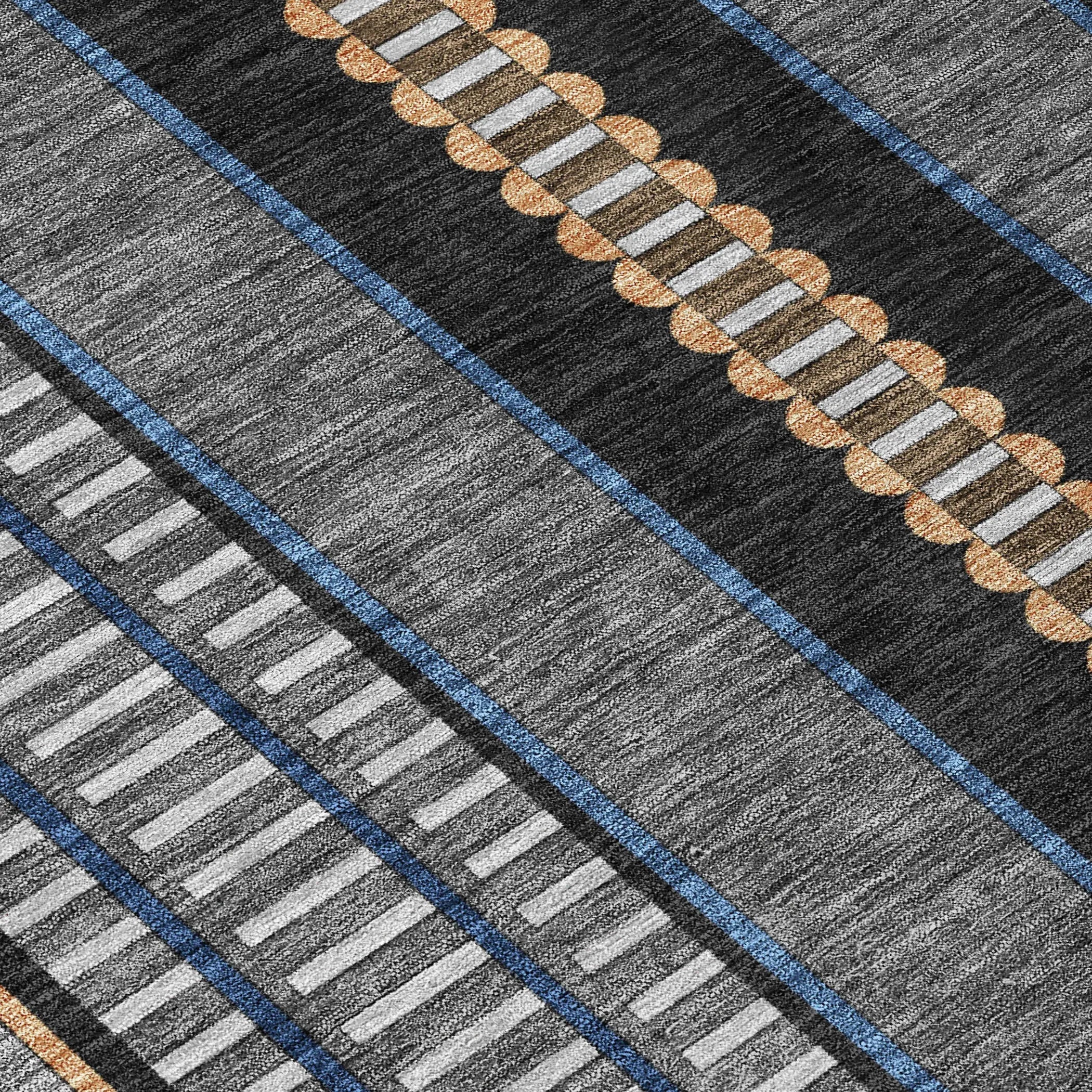 5' X 8' Black And Copper Striped Washable Indoor Outdoor Area Rug Homeroots Outdoor