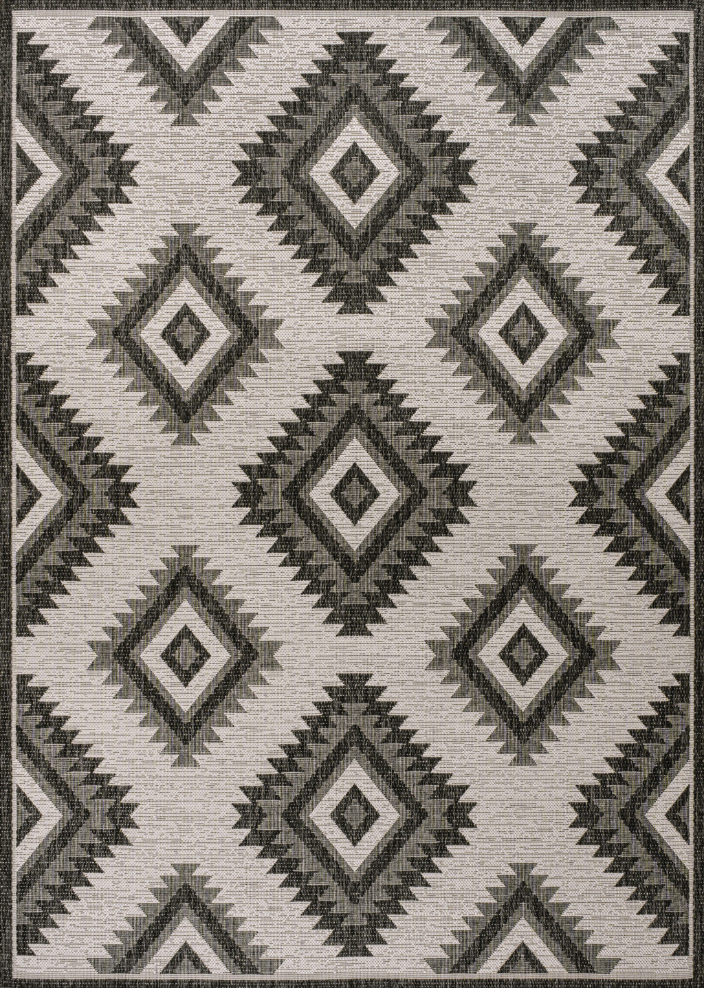 5' X 8' Black And Cream Moroccan Indoor Outdoor Area Rug - GreatEagleInc
