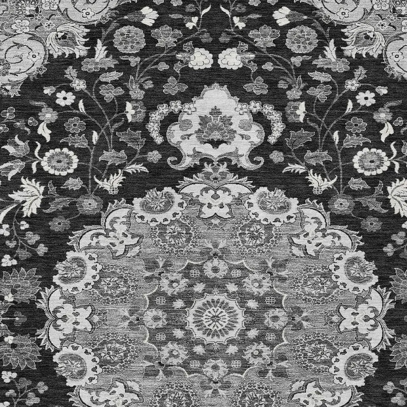 5' X 8' Black And Granite Gray Damask Washable Indoor Outdoor Area Rug Homeroots Outdoor