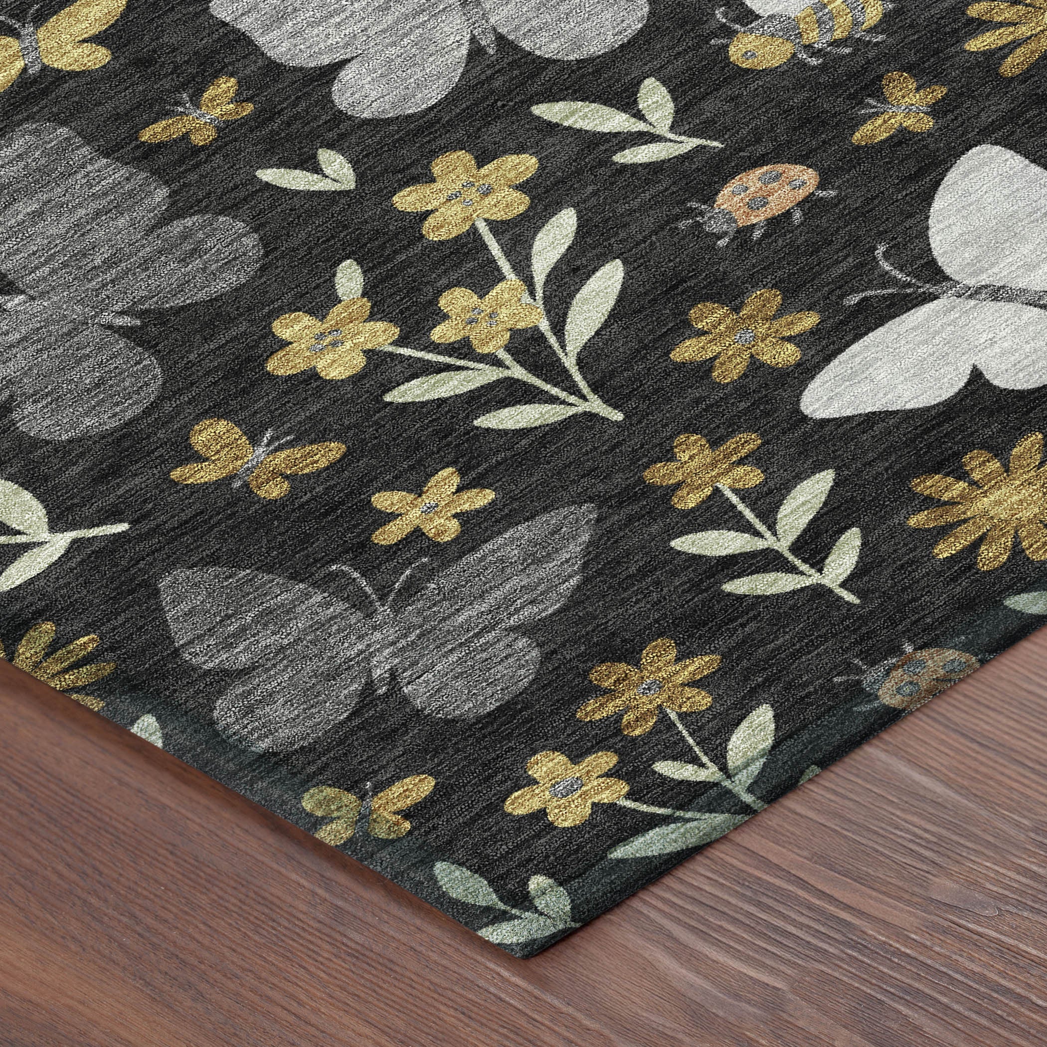 5' X 8' Black And Graphite Abstract Washable Indoor Outdoor Area Rug Homeroots Outdoor