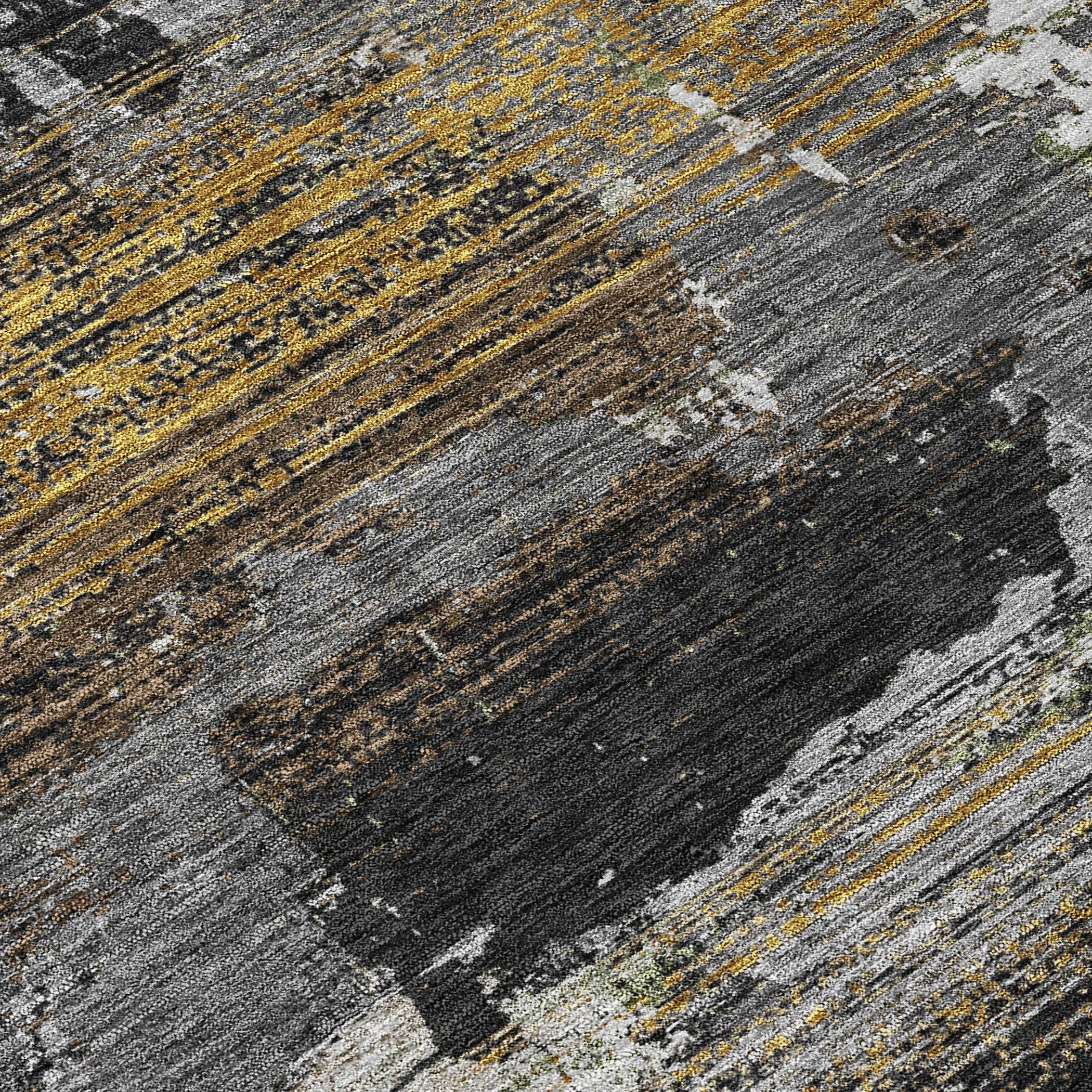 5' X 8' Black And Graphite Abstract Washable Indoor Outdoor Area Rug Homeroots Outdoor