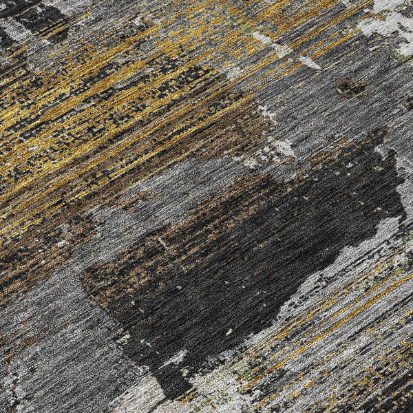 5' X 8' Black And Graphite Abstract Washable Indoor Outdoor Area Rug Homeroots Outdoor