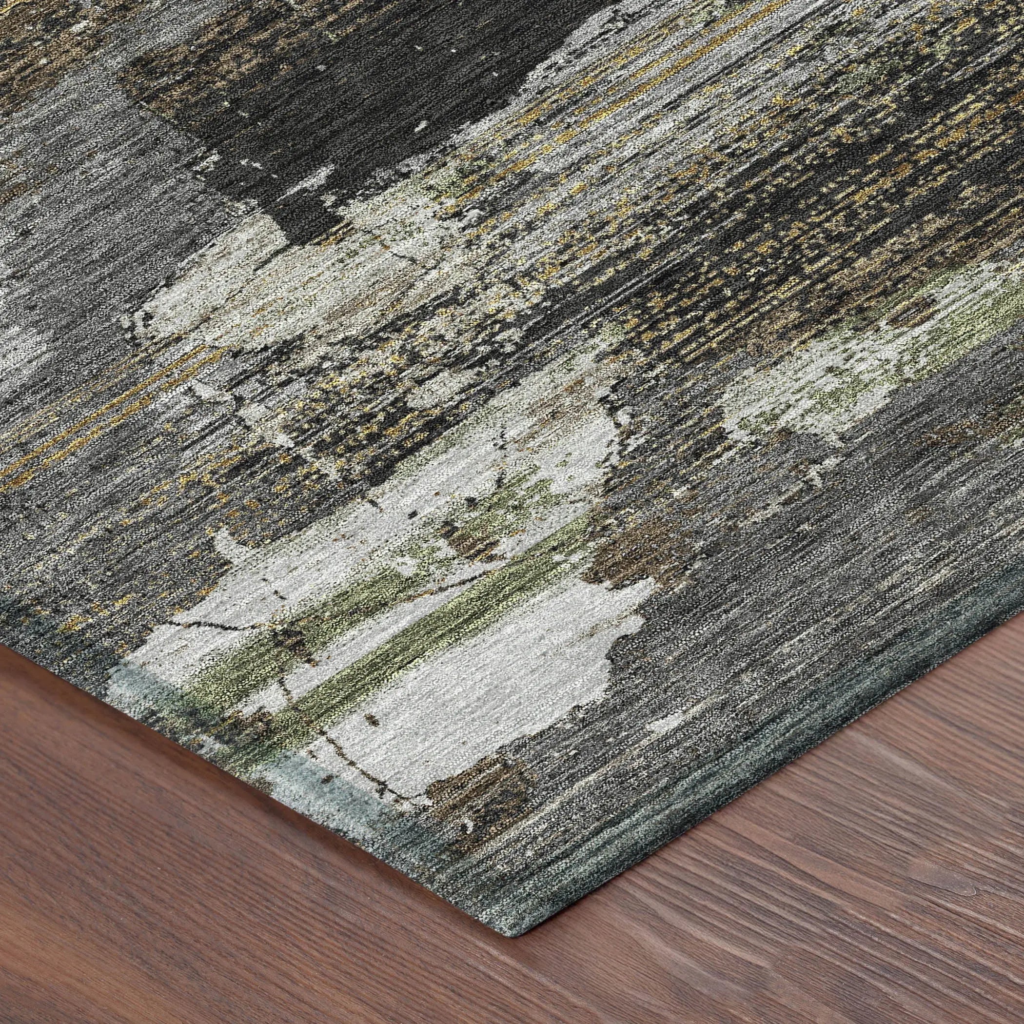 5' X 8' Black And Graphite Abstract Washable Indoor Outdoor Area Rug Homeroots Outdoor