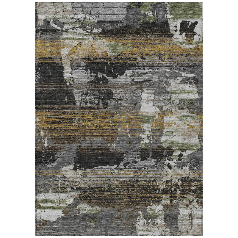 5' X 8' Black And Graphite Abstract Washable Indoor Outdoor Area Rug Homeroots Outdoor