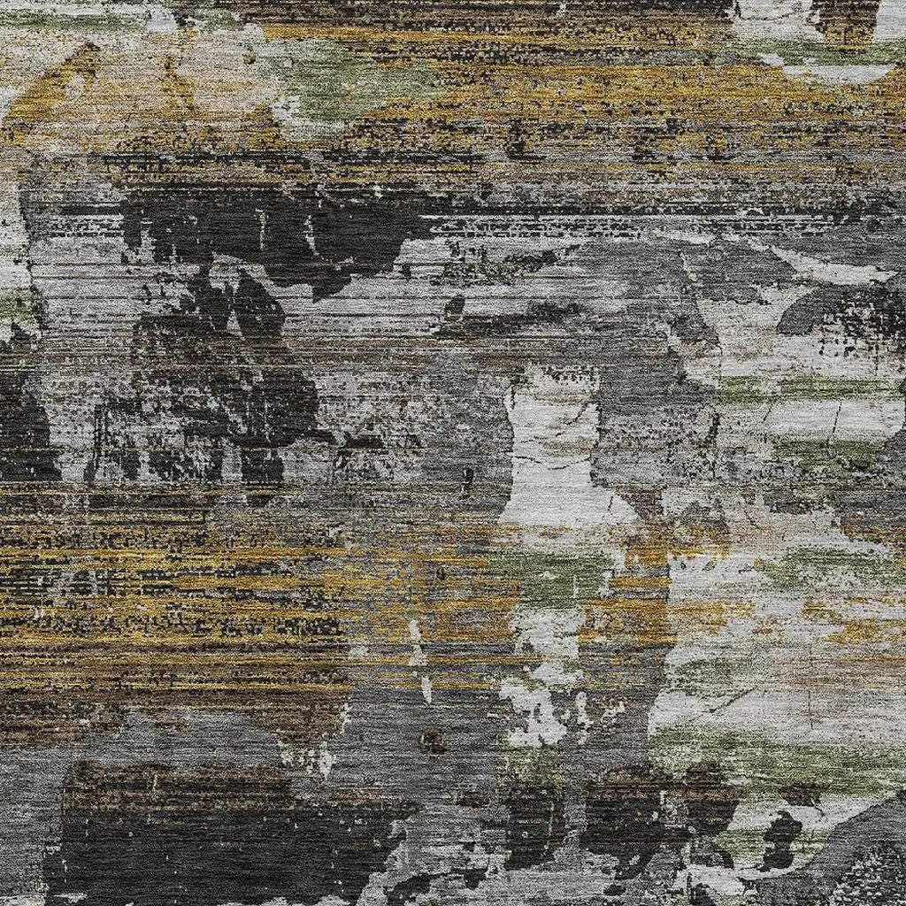 5' X 8' Black And Graphite Abstract Washable Indoor Outdoor Area Rug Homeroots Outdoor