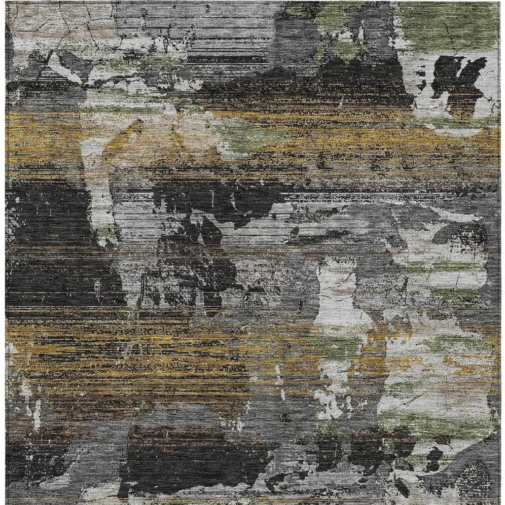 5' X 8' Black And Graphite Abstract Washable Indoor Outdoor Area Rug Homeroots Outdoor