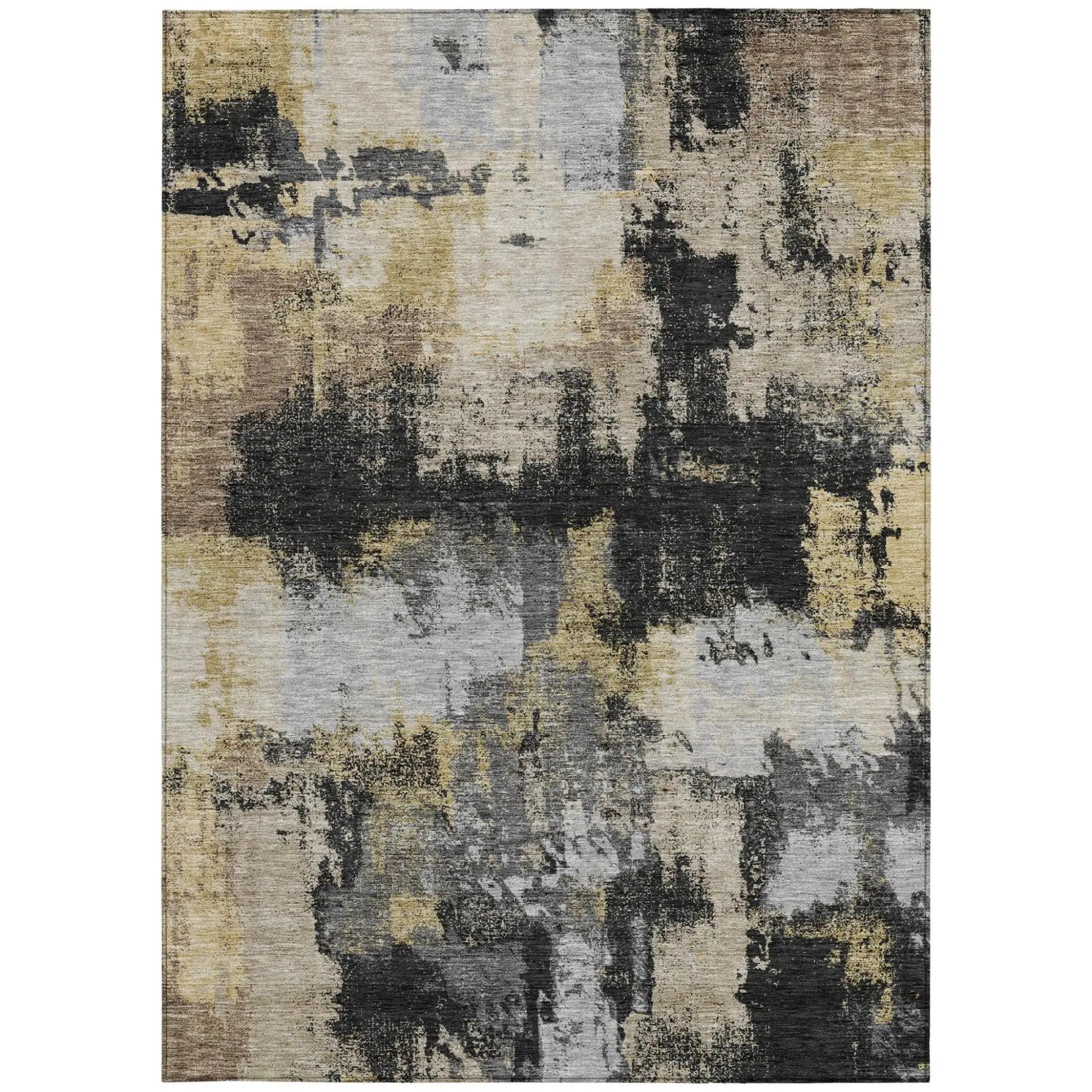 5' X 8' Black And Graphite Abstract Washable Indoor Outdoor Area Rug Homeroots Outdoor