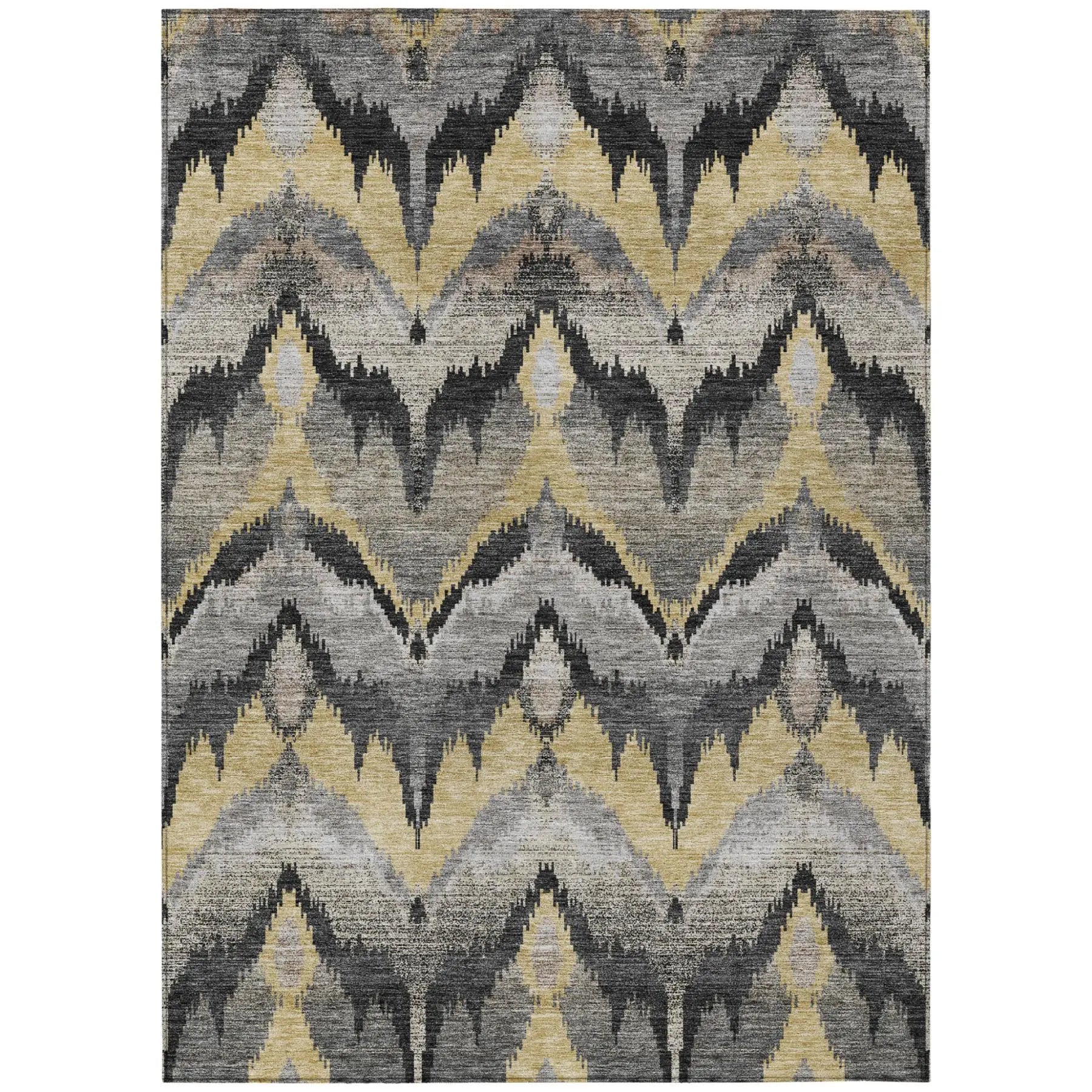 5' X 8' Black And Graphite Abstract Washable Indoor Outdoor Area Rug Homeroots Outdoor