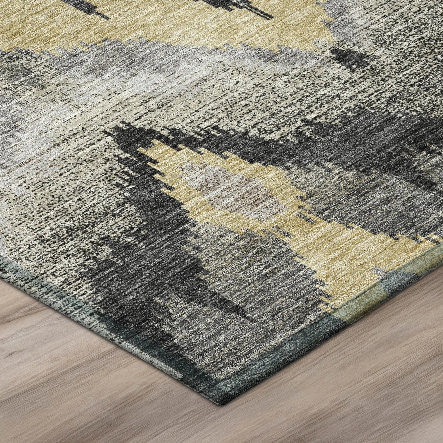 5' X 8' Black And Graphite Abstract Washable Indoor Outdoor Area Rug Homeroots Outdoor