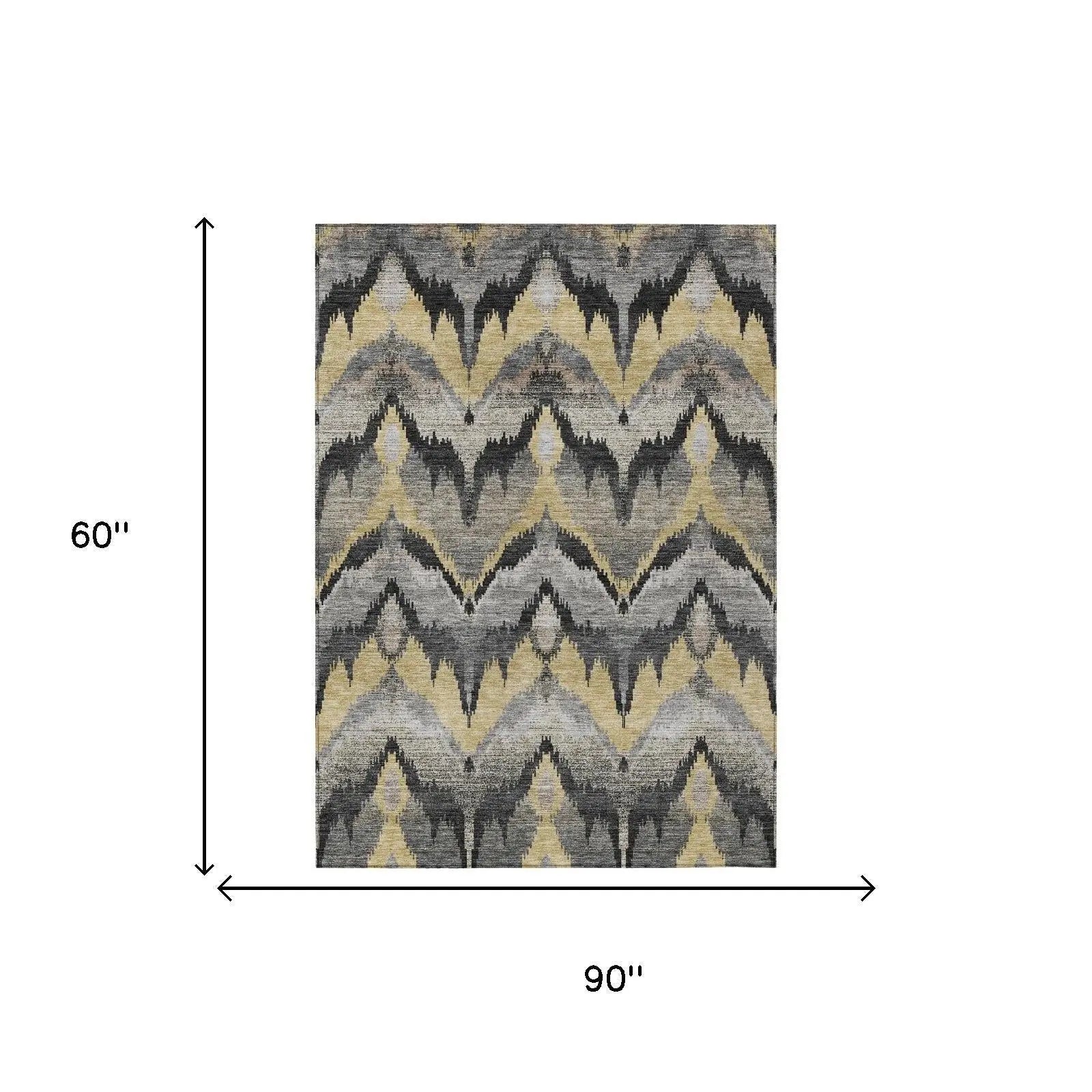5' X 8' Black And Graphite Abstract Washable Indoor Outdoor Area Rug Homeroots Outdoor