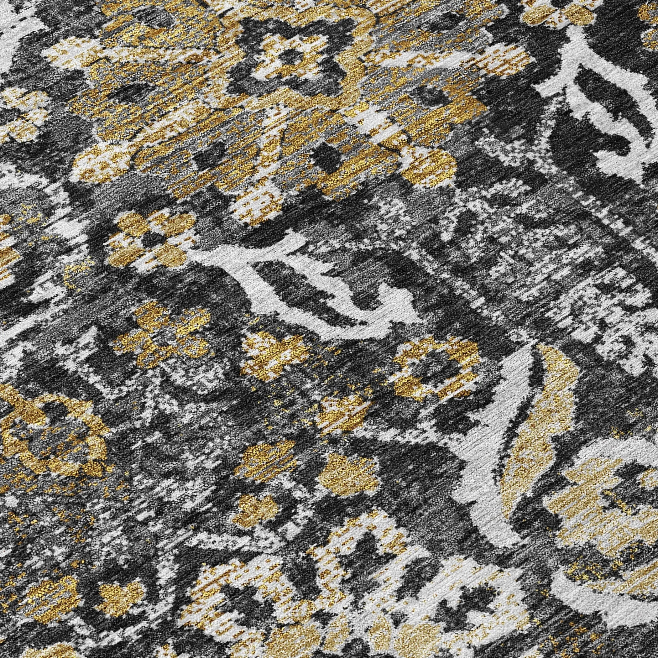5' X 8' Black And Graphite Damask Washable Indoor Outdoor Area Rug Homeroots Outdoor