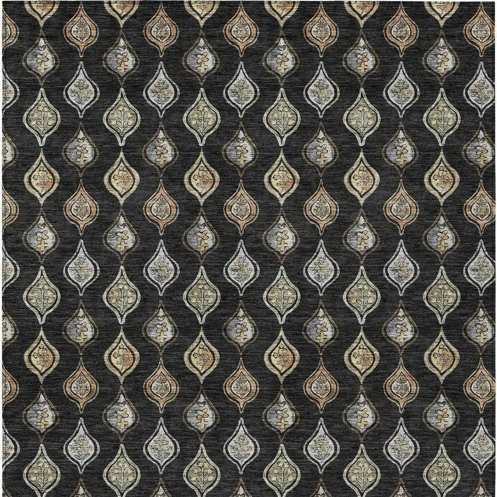 5' X 8' Black And Graphite Floral Washable Indoor Outdoor Area Rug Homeroots Outdoor