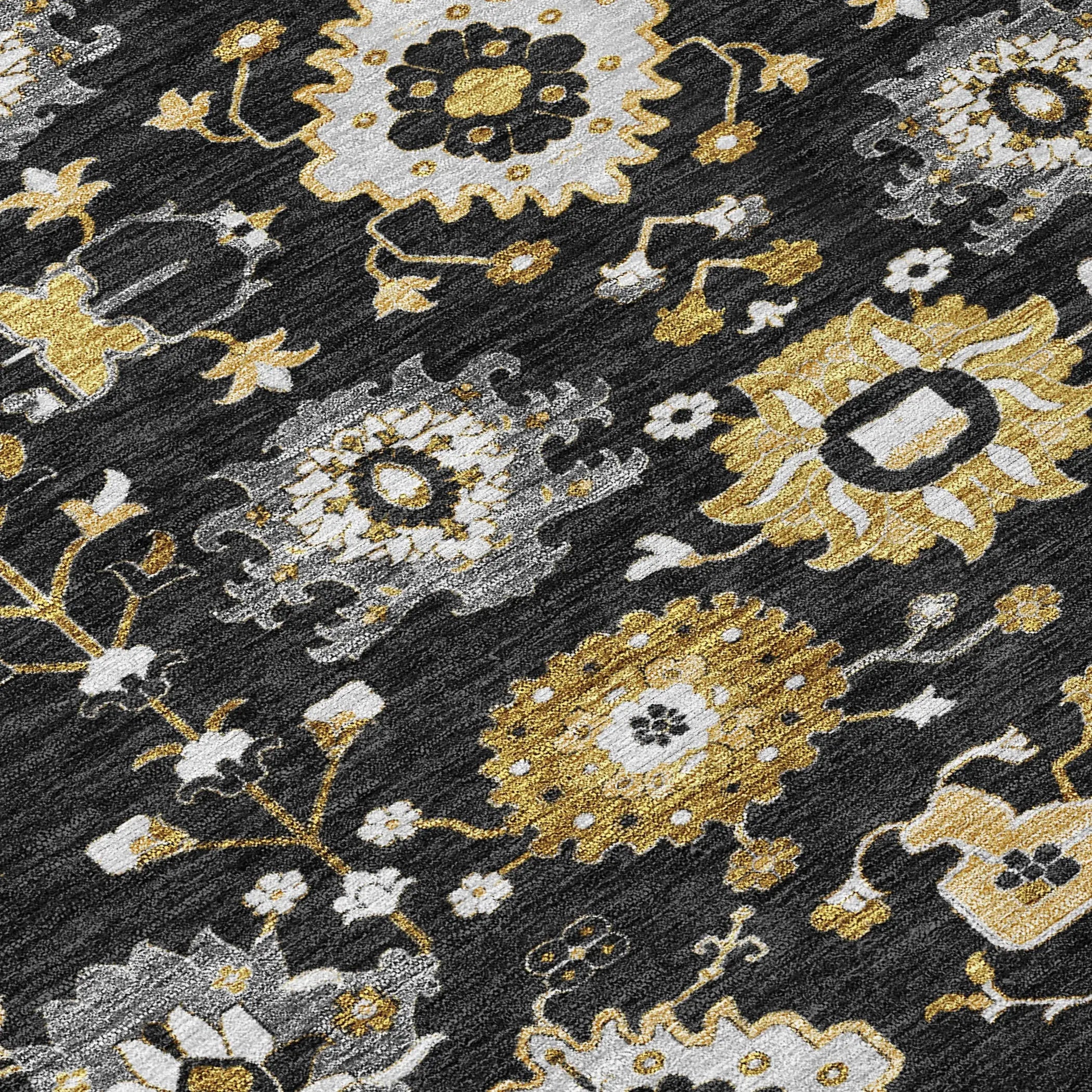 5' X 8' Black And Graphite Geometric Washable Indoor Outdoor Area Rug Homeroots Outdoor