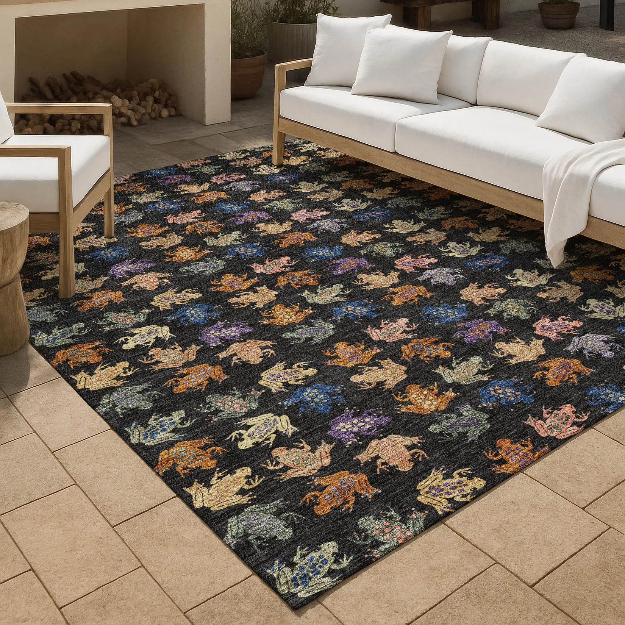 5' X 8' Black And Graphite Geometric Washable Indoor Outdoor Area Rug Homeroots Outdoor