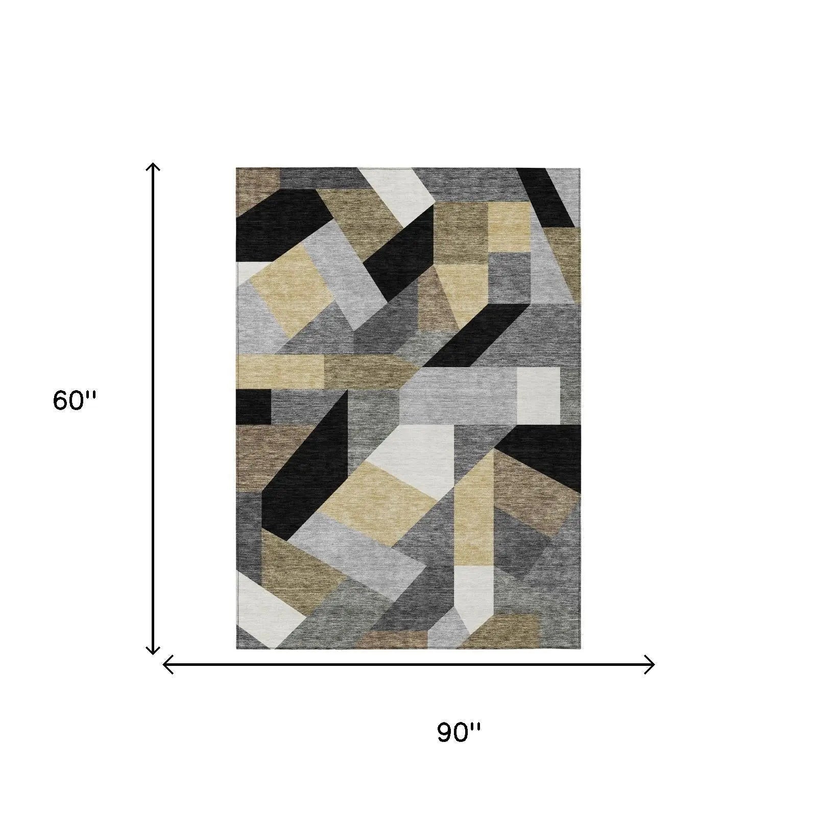 5' X 8' Black And Graphite Geometric Washable Indoor Outdoor Area Rug Homeroots Outdoor