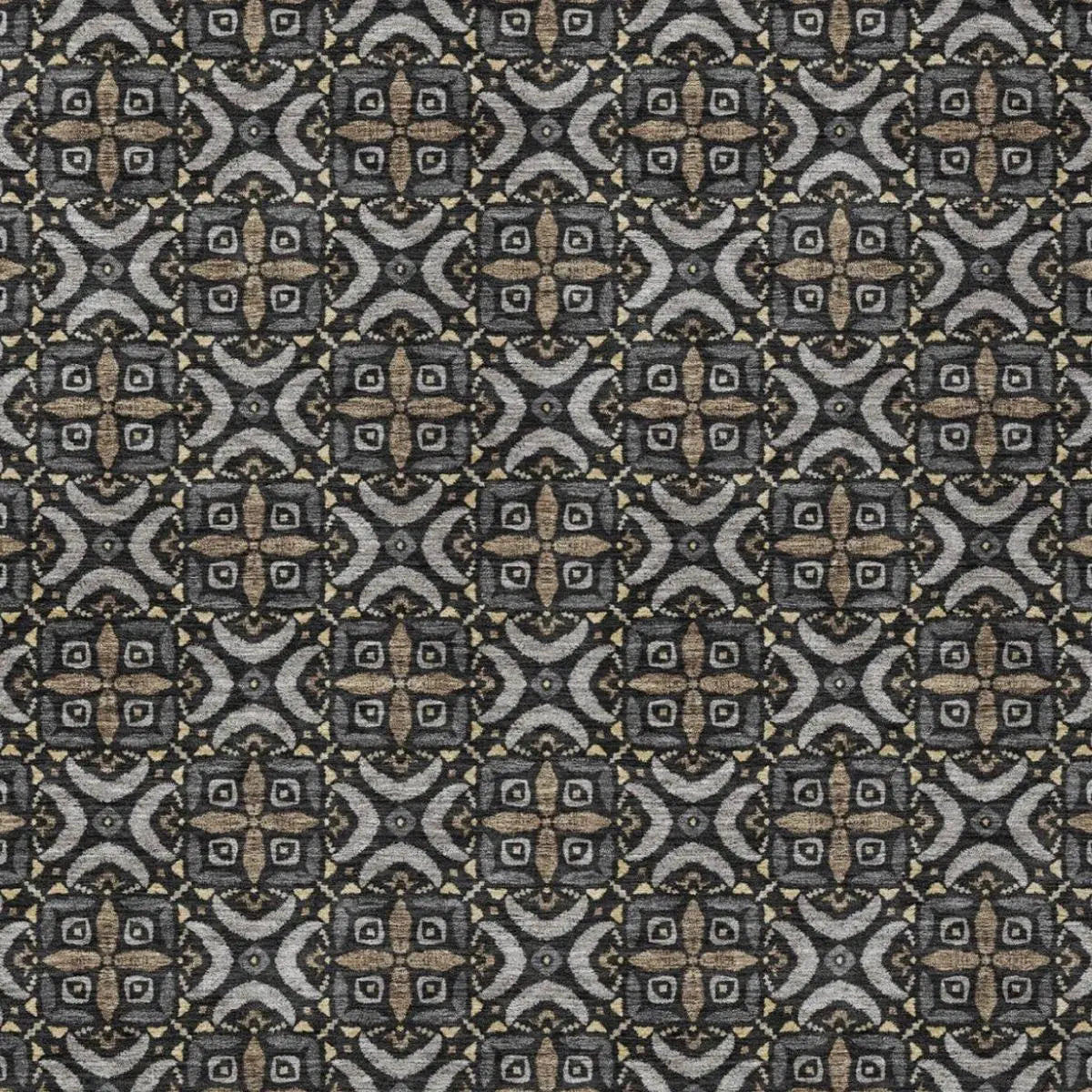 5' X 8' Black And Graphite Geometric Washable Indoor Outdoor Area Rug Homeroots Outdoor