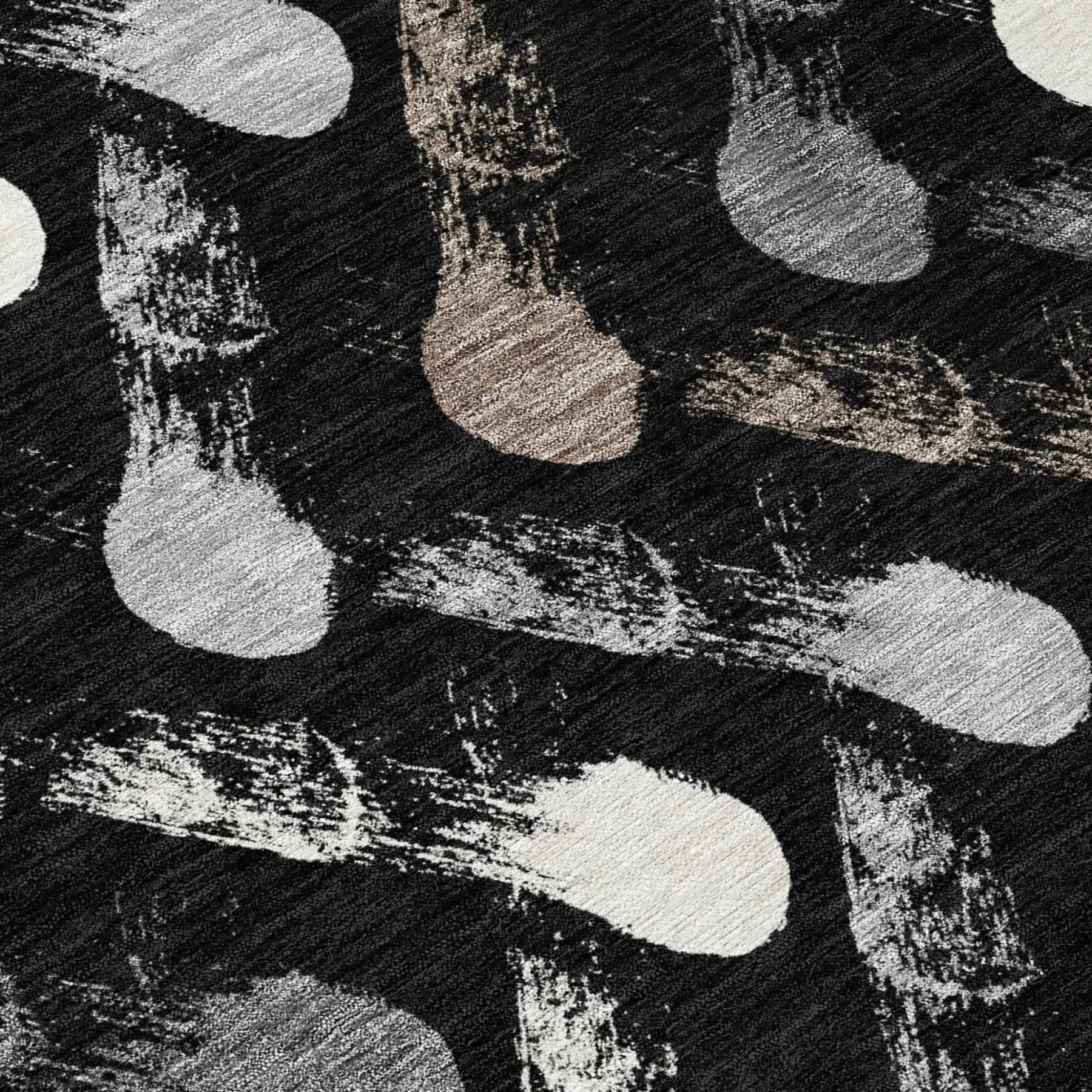 5' X 8' Black And Graphite Geometric Washable Indoor Outdoor Area Rug Homeroots Outdoor