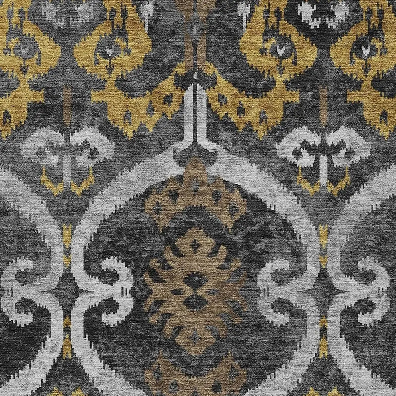 5' X 8' Black And Graphite Ikat Washable Indoor Outdoor Area Rug Homeroots Outdoor