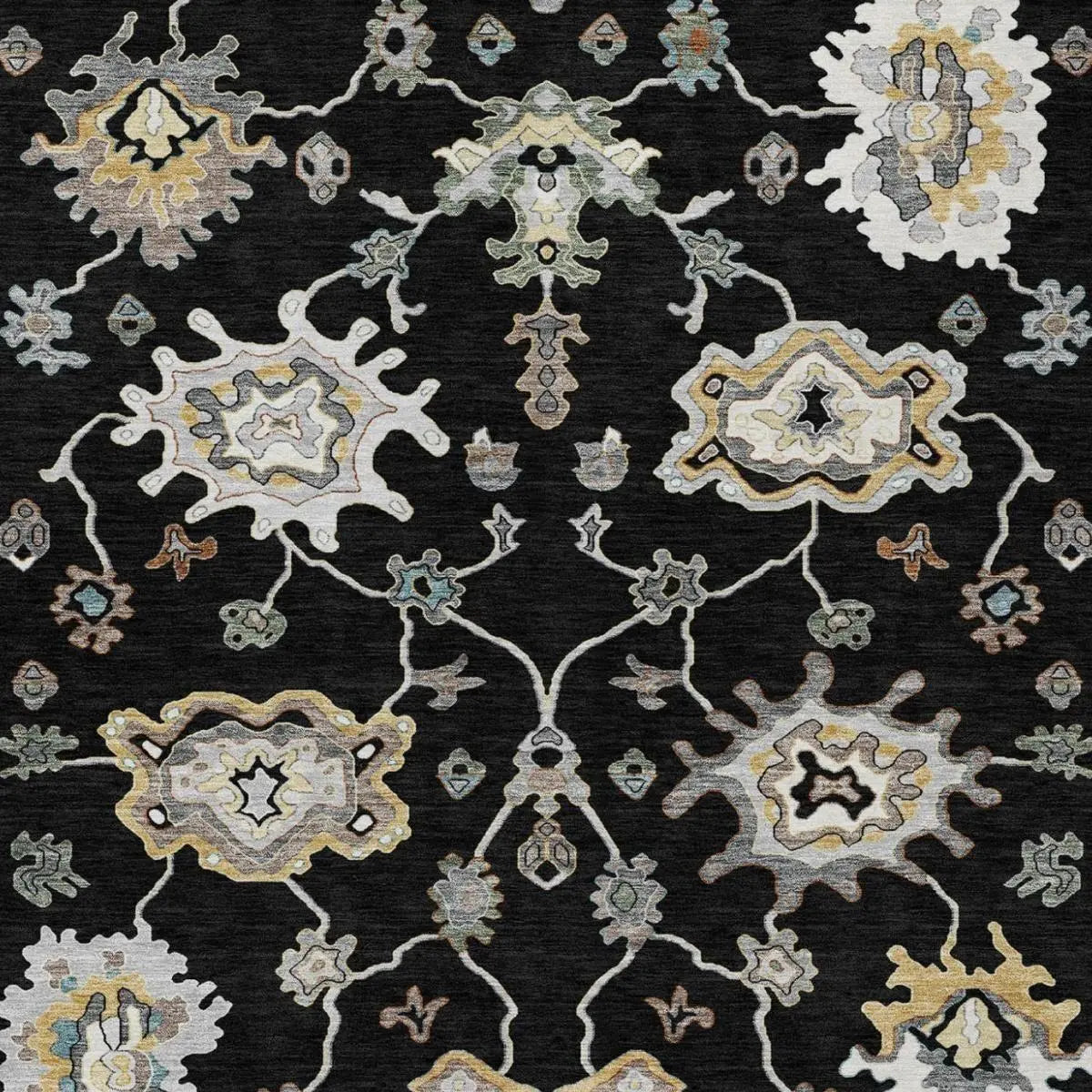 5' X 8' Black And Graphite Oriental Washable Indoor Outdoor Area Rug Homeroots Outdoor