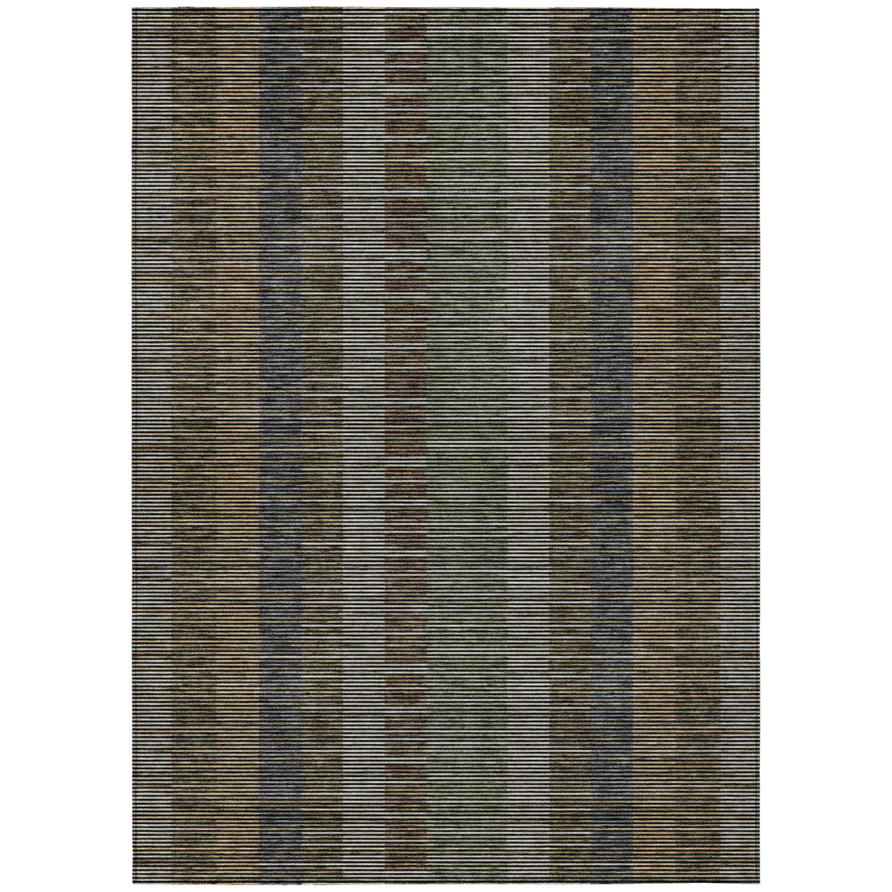 5' X 8' Black And Graphite Striped Washable Indoor Outdoor Area Rug Homeroots Outdoor