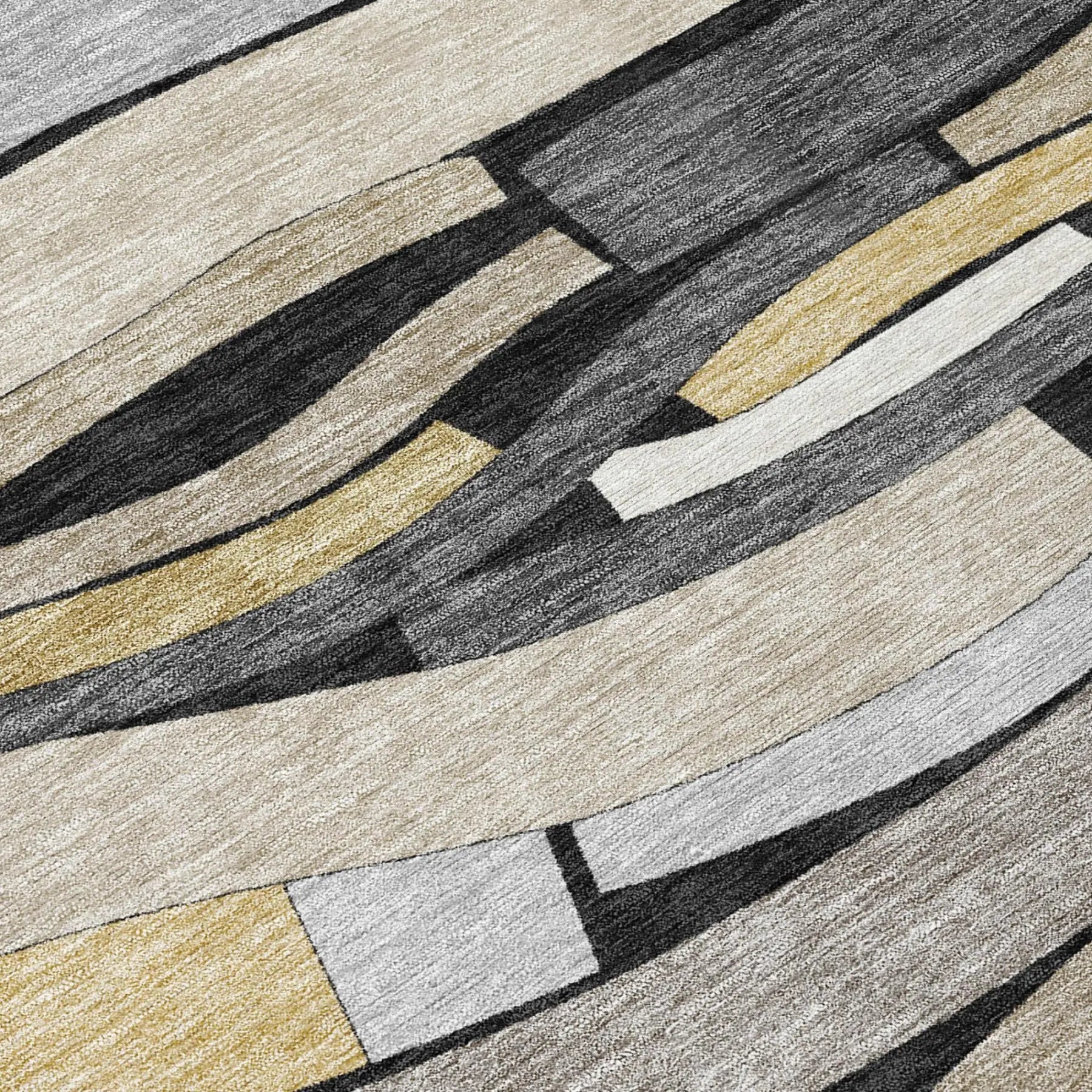 5' X 8' Black And Graphite Striped Washable Indoor Outdoor Area Rug Homeroots Outdoor
