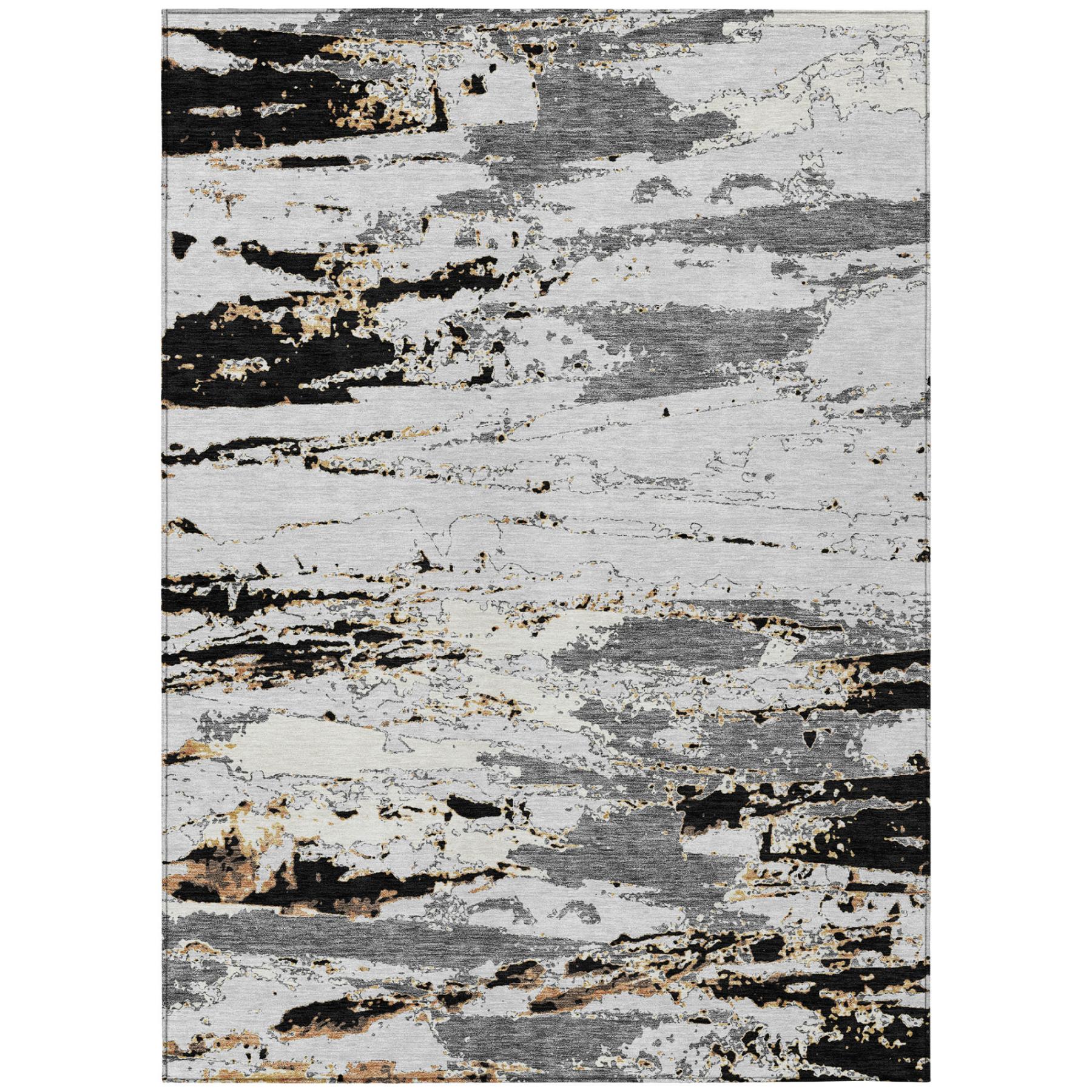 5' X 8' Black And Gray Abstract Washable Indoor Outdoor Area Rug Homeroots Outdoor
