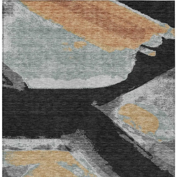 5' X 8' Black And Gray Abstract Washable Indoor Outdoor Area Rug Homeroots Outdoor